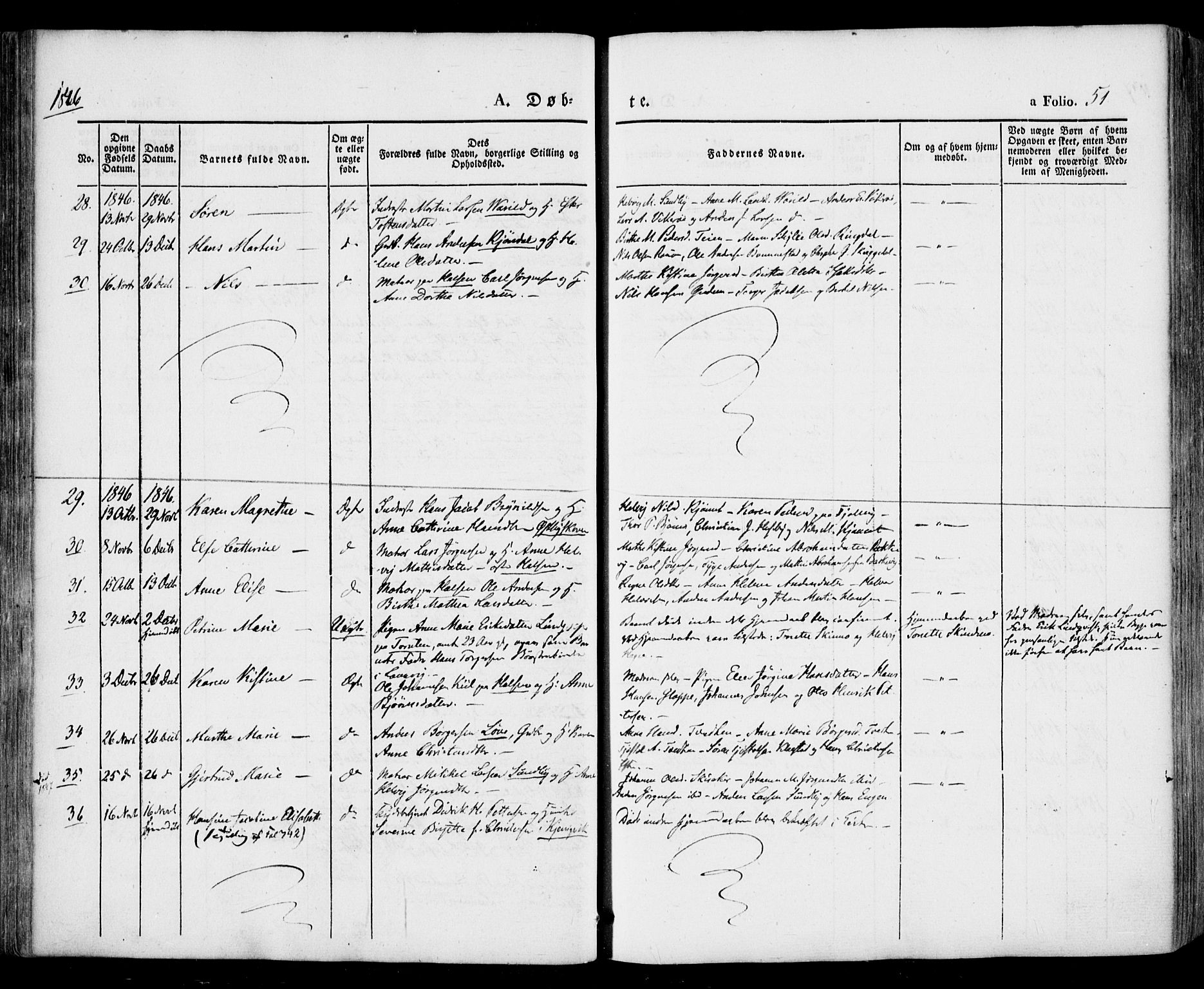 Tjølling kirkebøker, AV/SAKO-A-60/F/Fa/L0006: Parish register (official) no. 6, 1835-1859, p. 51