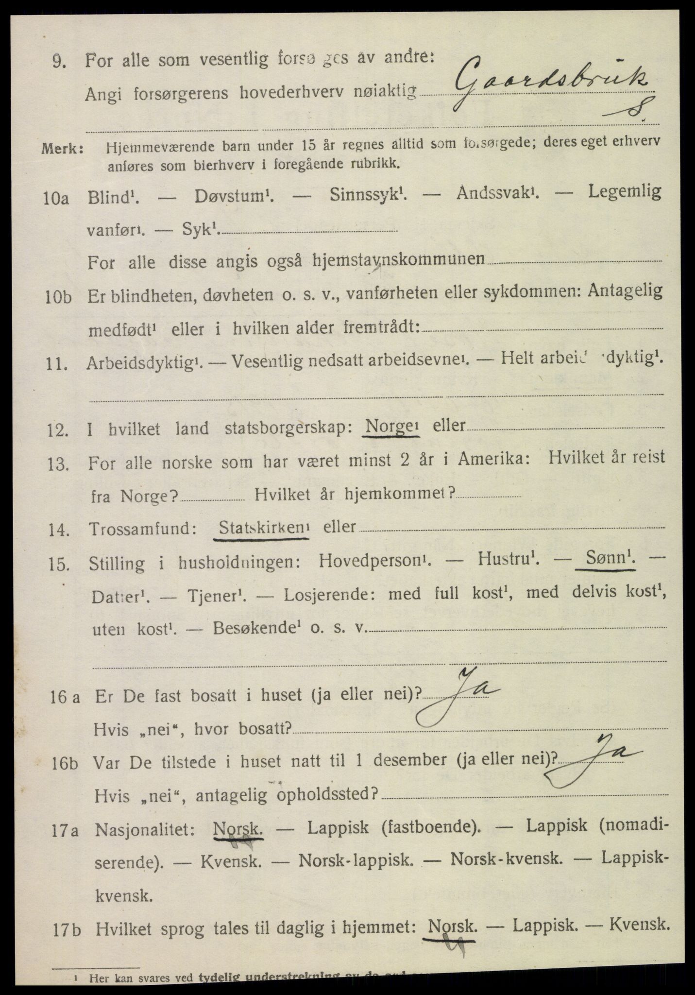 SAT, 1920 census for Nordli, 1920, p. 696