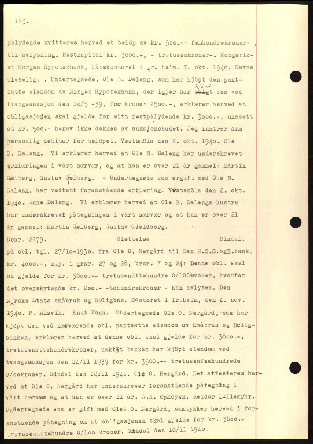 Nordmøre sorenskriveri, AV/SAT-A-4132/1/2/2Ca: Mortgage book no. C81, 1940-1945, Diary no: : 2260/1940