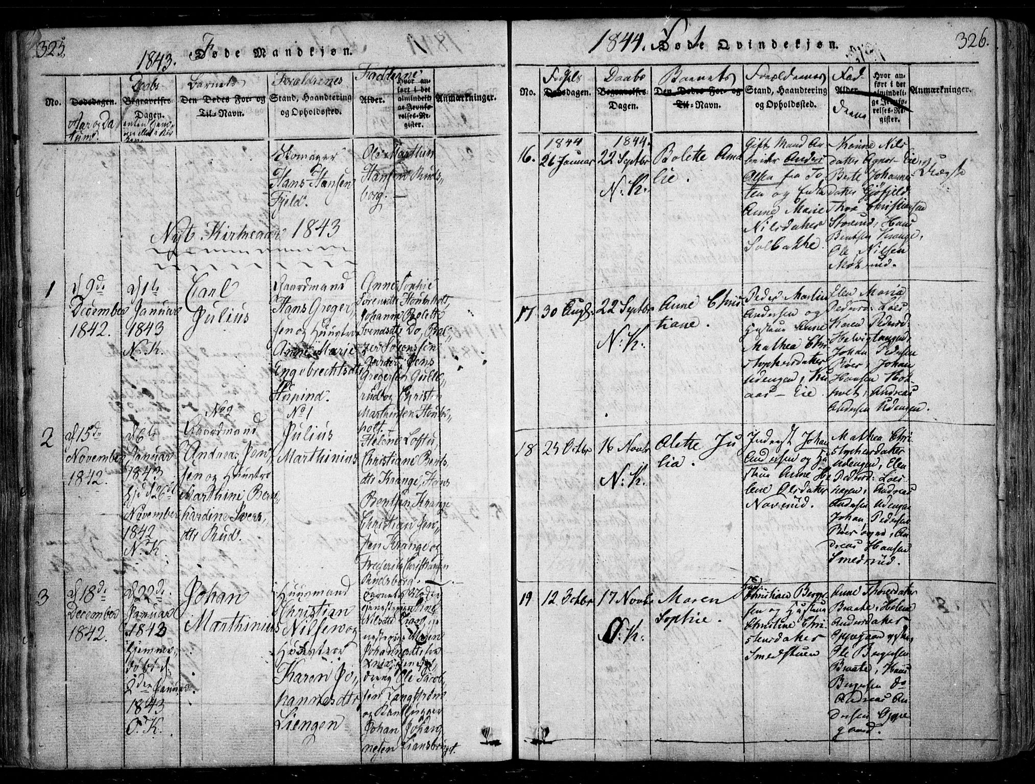 Nesodden prestekontor Kirkebøker, SAO/A-10013/F/Fa/L0006: Parish register (official) no. I 6, 1814-1847, p. 325-326