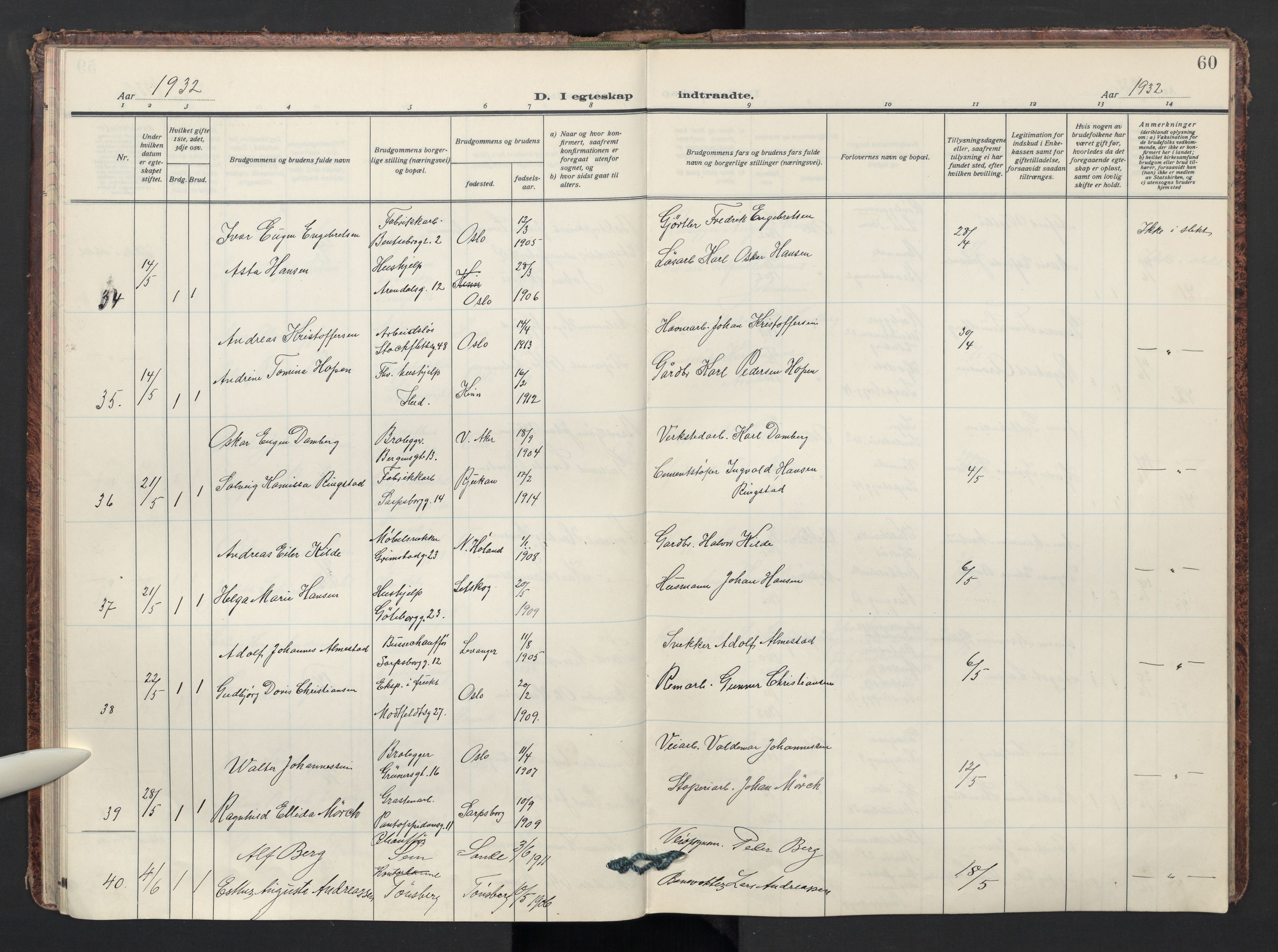 Sagene prestekontor Kirkebøker, AV/SAO-A-10796/F/L0016: Parish register (official) no. 16, 1929-1935, p. 60