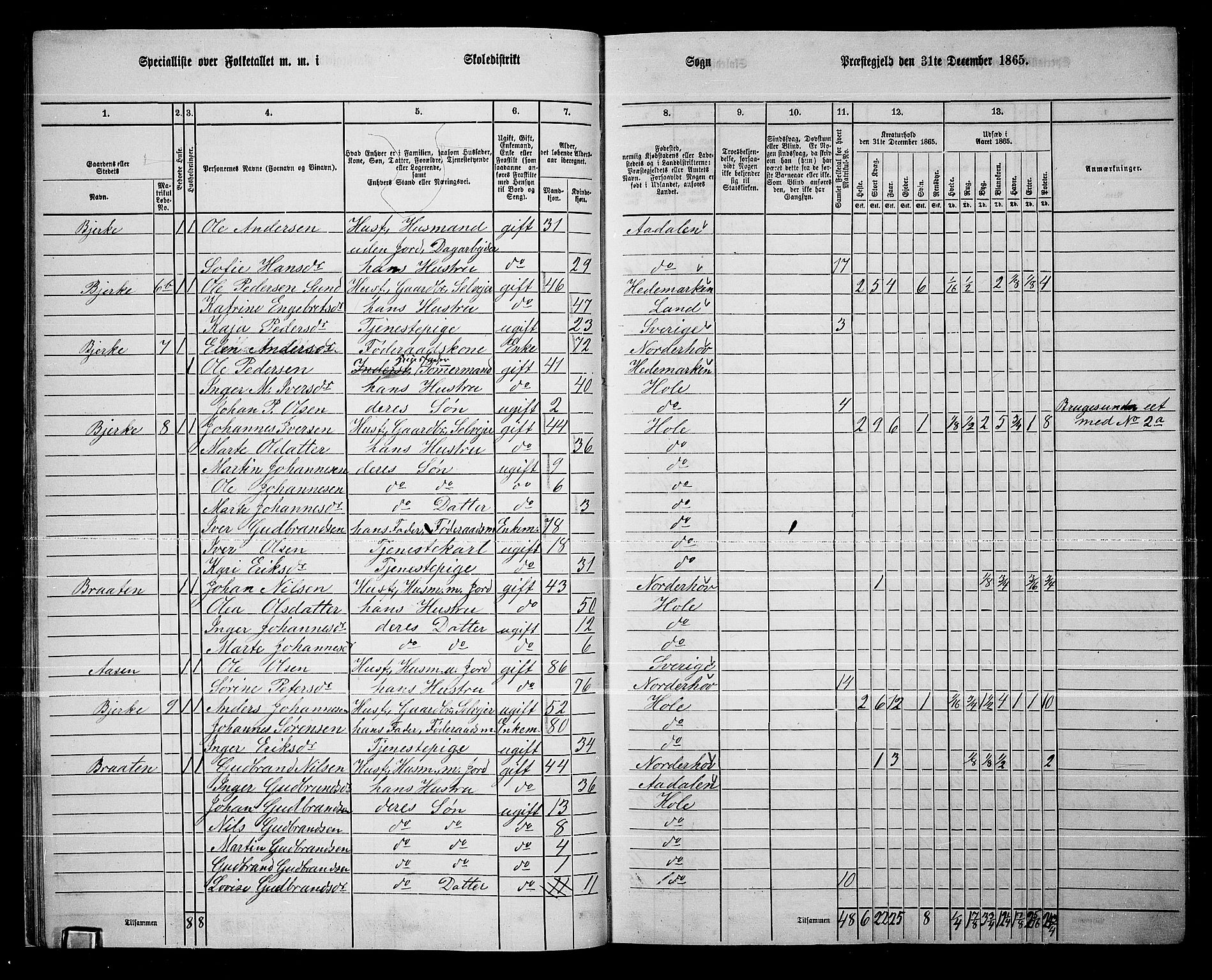 RA, 1865 census for Hole, 1865, p. 18