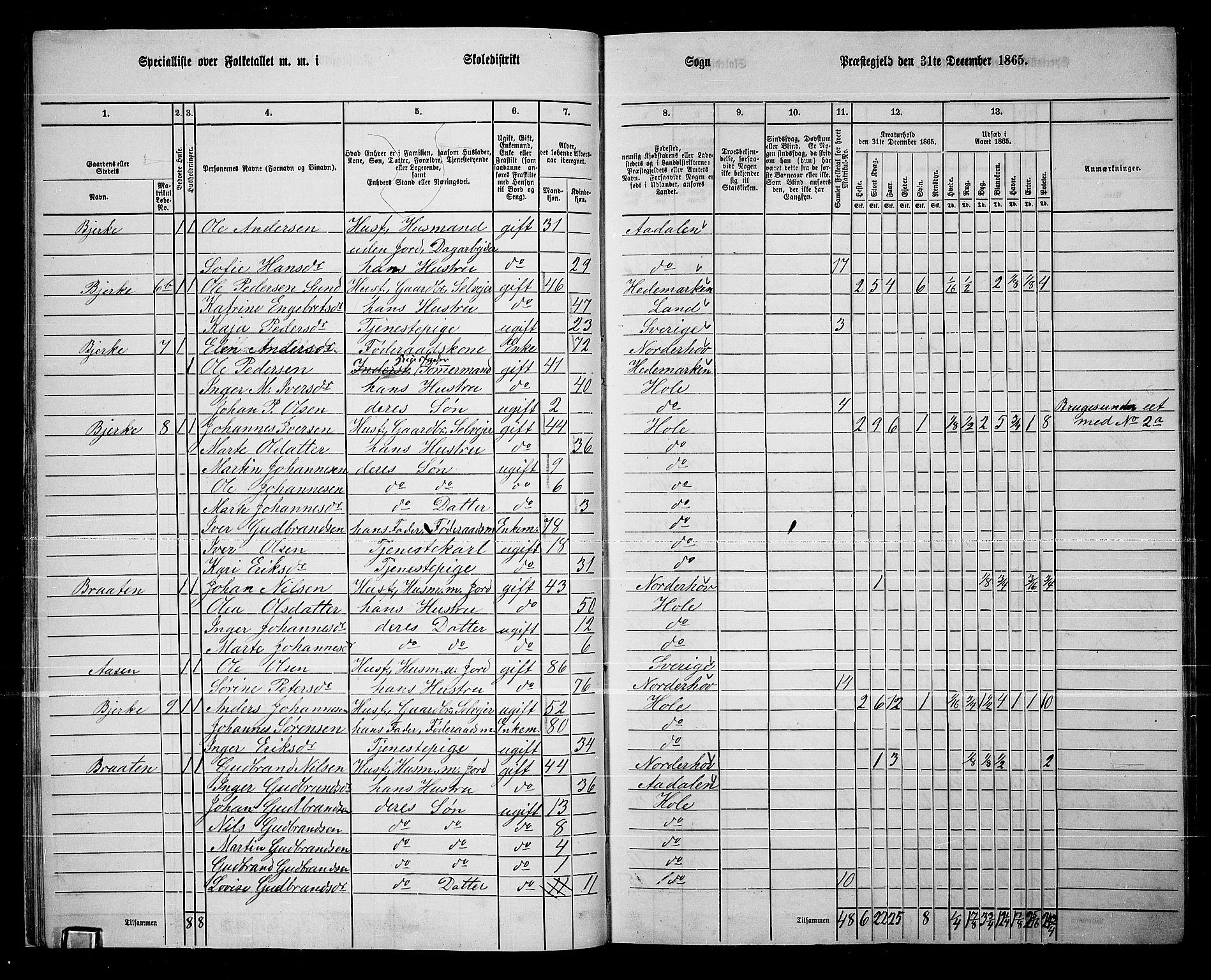 RA, 1865 census for Hole, 1865, p. 18