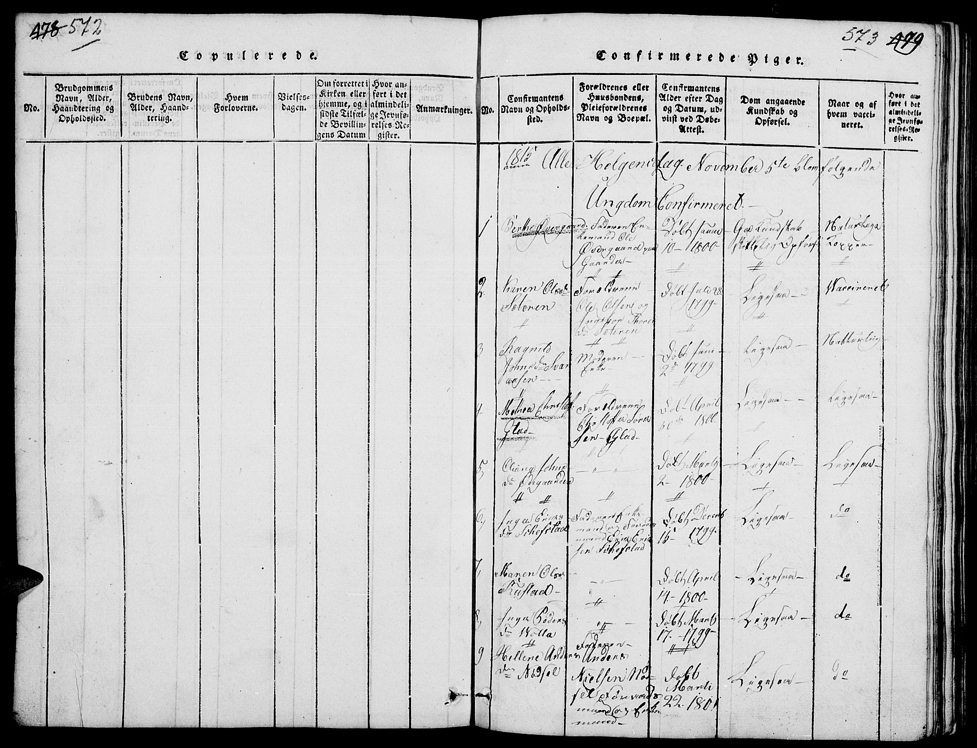 Elverum prestekontor, SAH/PREST-044/H/Ha/Hab/L0001: Parish register (copy) no. 1, 1815-1829, p. 572-573