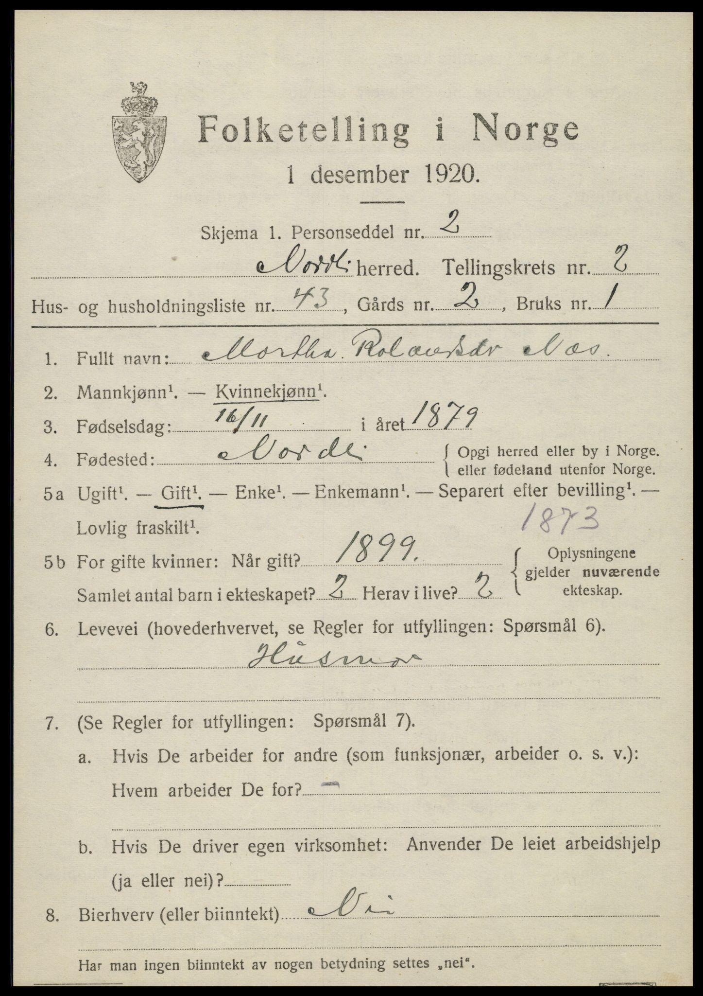 SAT, 1920 census for Nordli, 1920, p. 1381