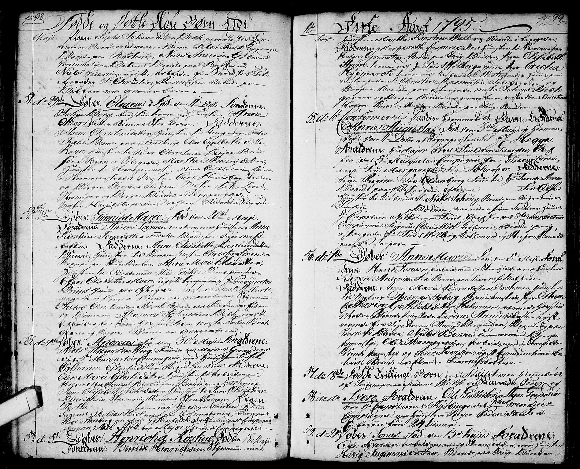 Halden prestekontor Kirkebøker, SAO/A-10909/F/Fa/L0002: Parish register (official) no. I 2, 1792-1812, p. 98-99