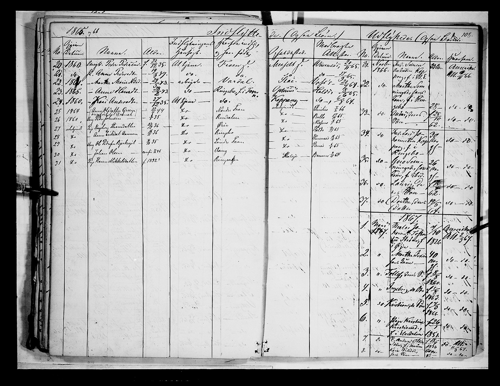 Åmot prestekontor, Hedmark, SAH/PREST-056/H/Ha/Haa/L0007: Parish register (official) no. 7, 1860-1870, p. 108