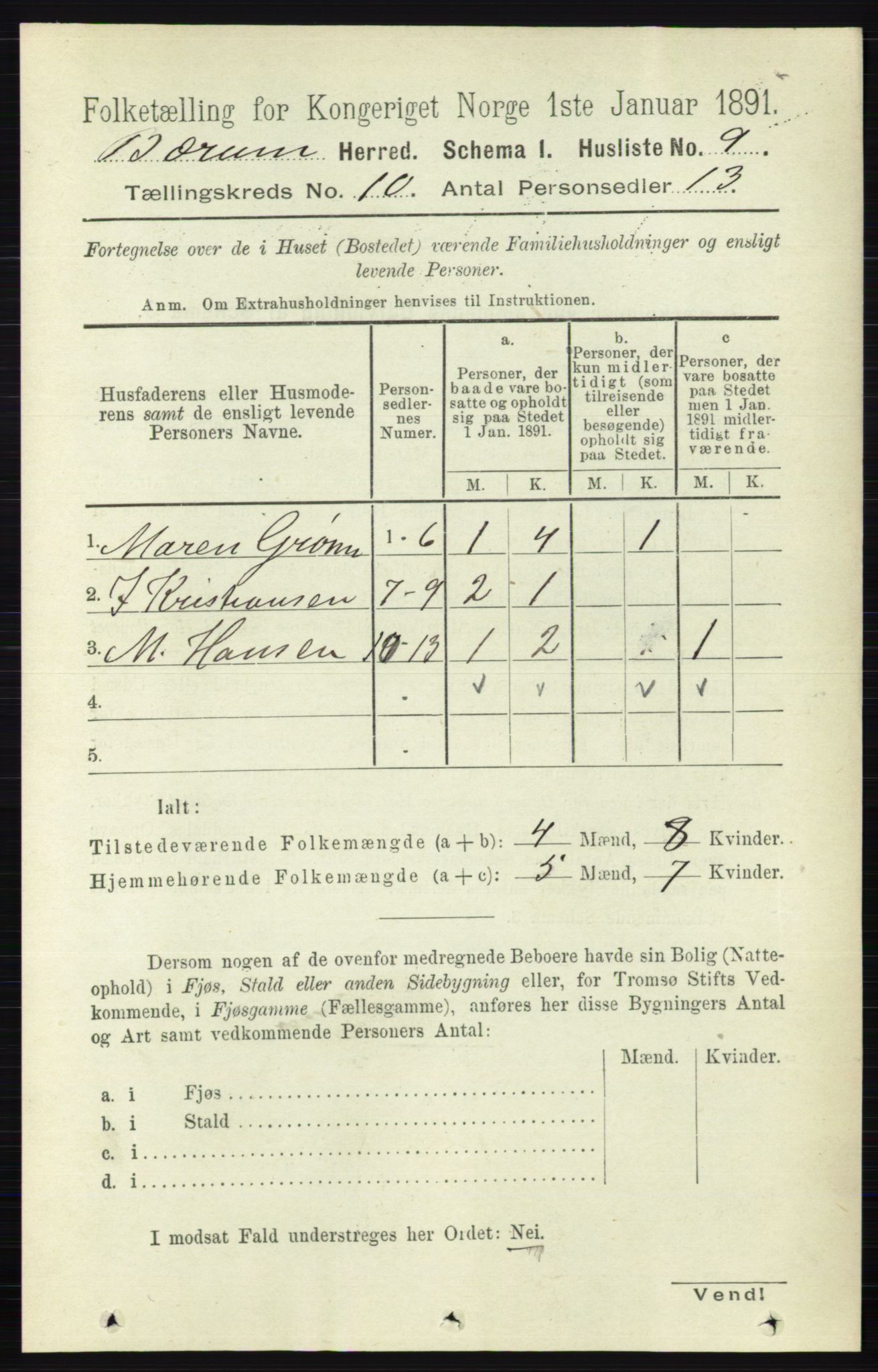 RA, 1891 census for 0219 Bærum, 1891, p. 6297