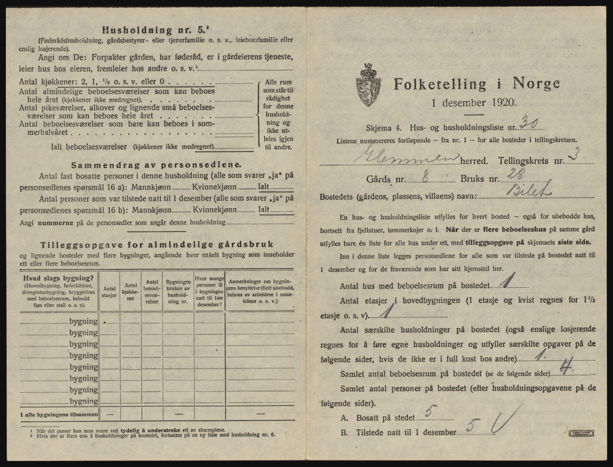 SAO, 1920 census for Glemmen, 1920, p. 507