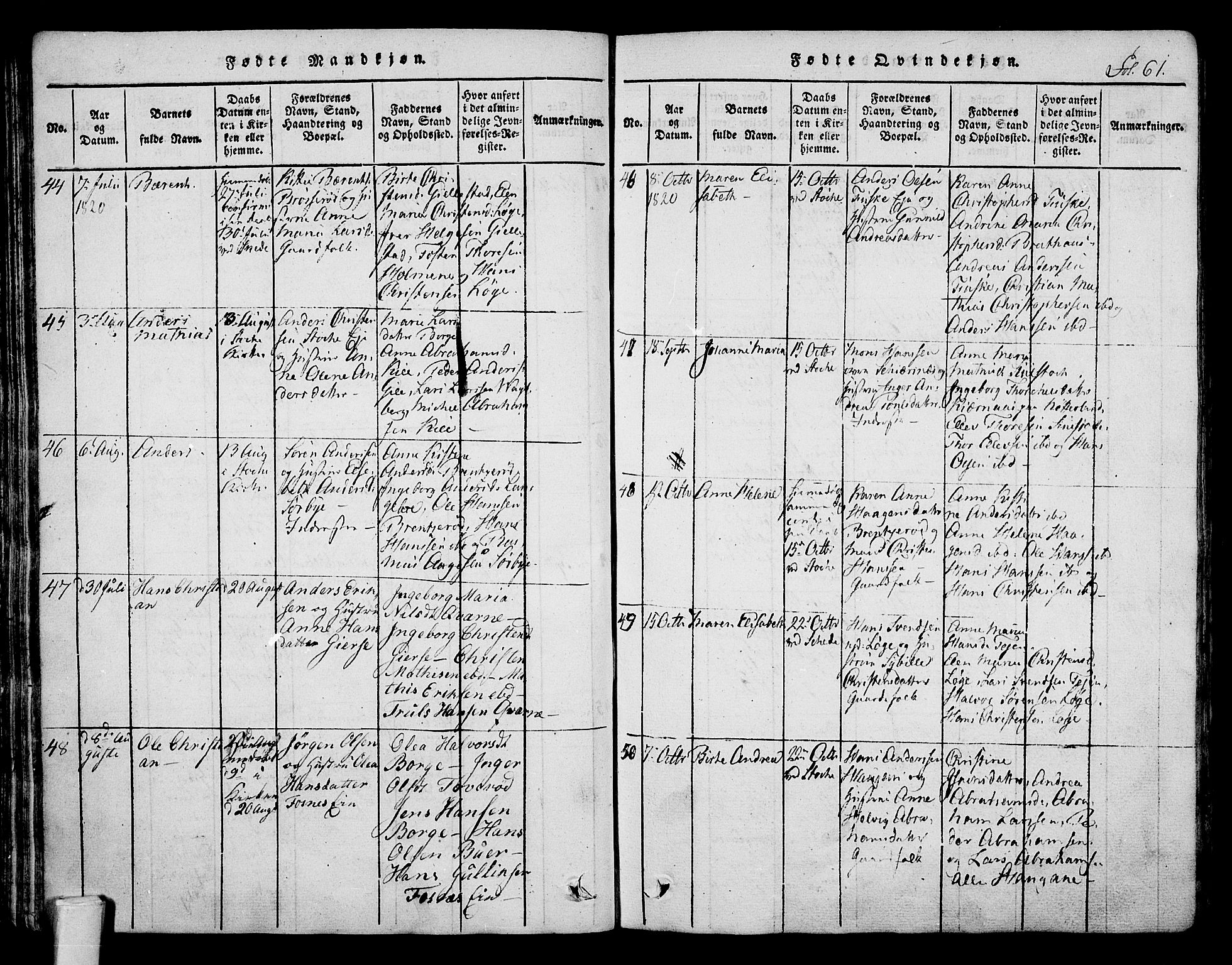 Stokke kirkebøker, AV/SAKO-A-320/F/Fa/L0005: Parish register (official) no. I 5, 1815-1826, p. 61