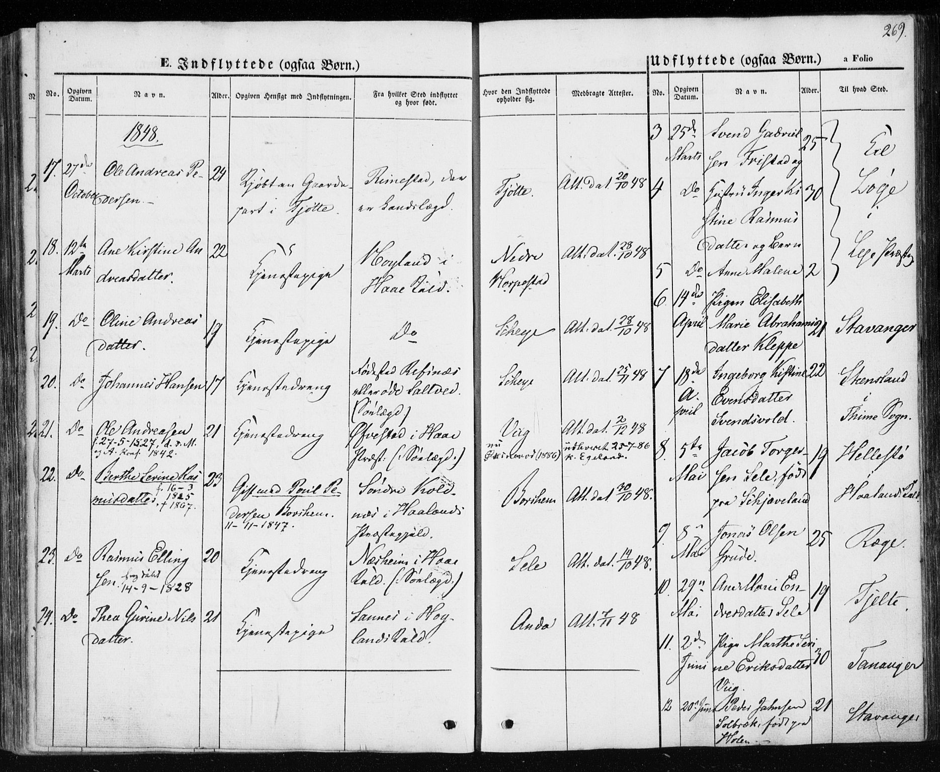 Klepp sokneprestkontor, SAST/A-101803/001/3/30BA/L0004: Parish register (official) no. A 4, 1842-1852, p. 269