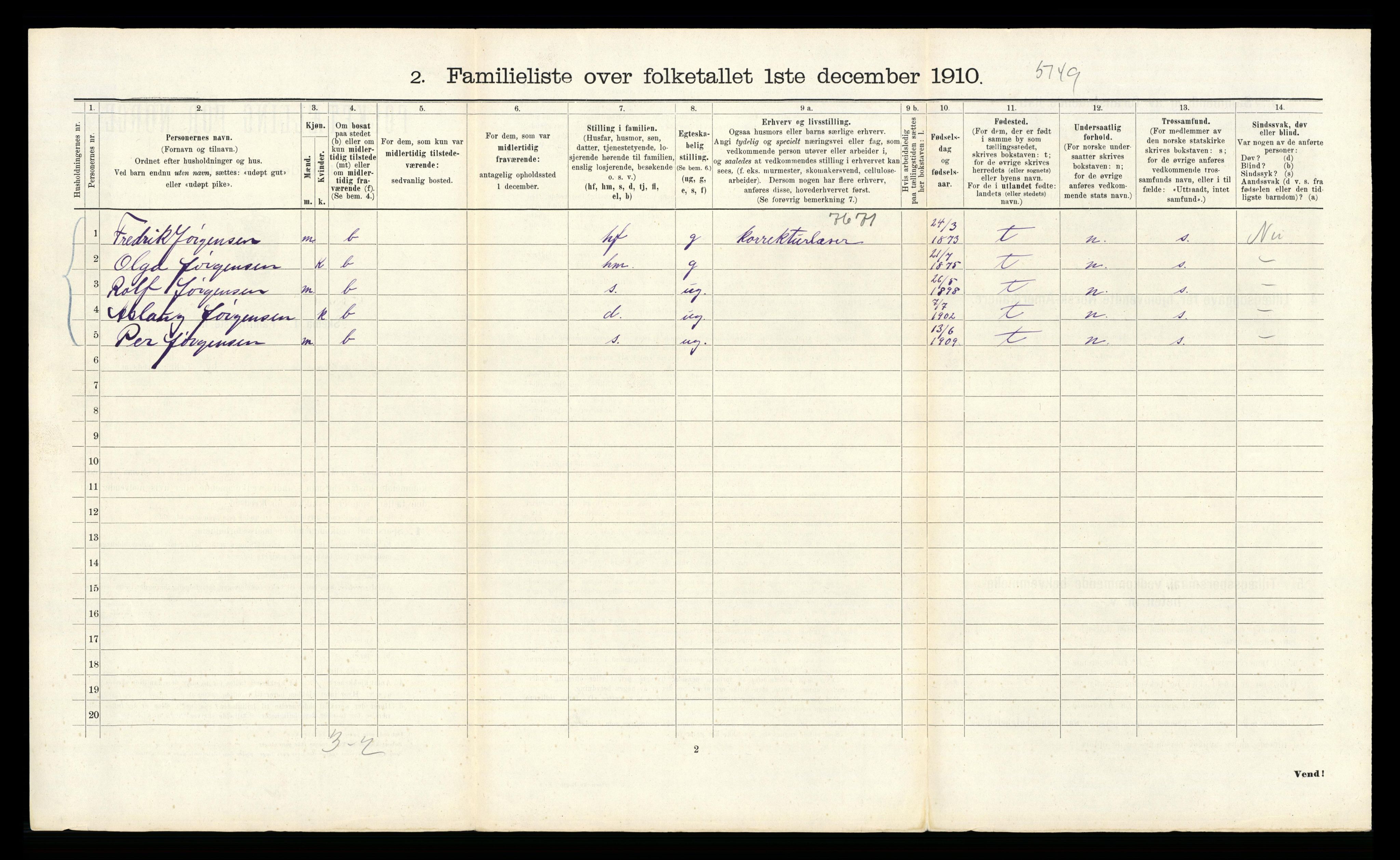 RA, 1910 census for Bergen, 1910, p. 31218