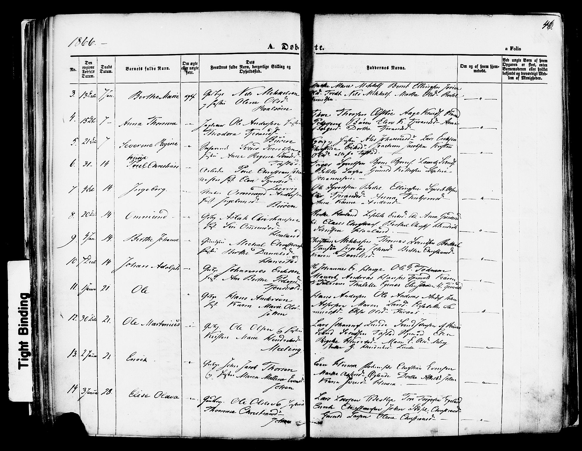 Hetland sokneprestkontor, AV/SAST-A-101826/30/30BA/L0003: Parish register (official) no. A 3, 1862-1876, p. 46