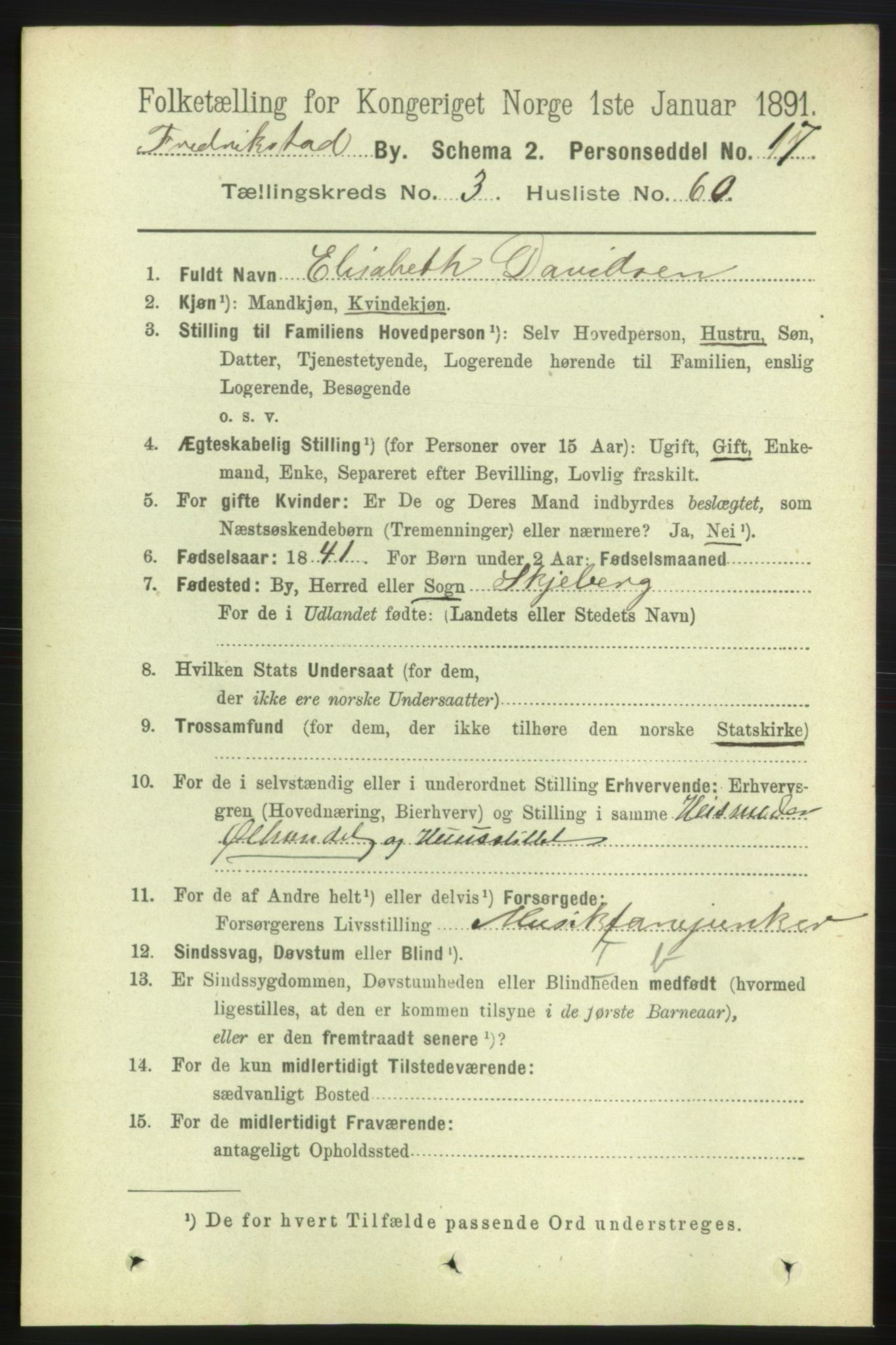 RA, 1891 census for 0103 Fredrikstad, 1891, p. 5813