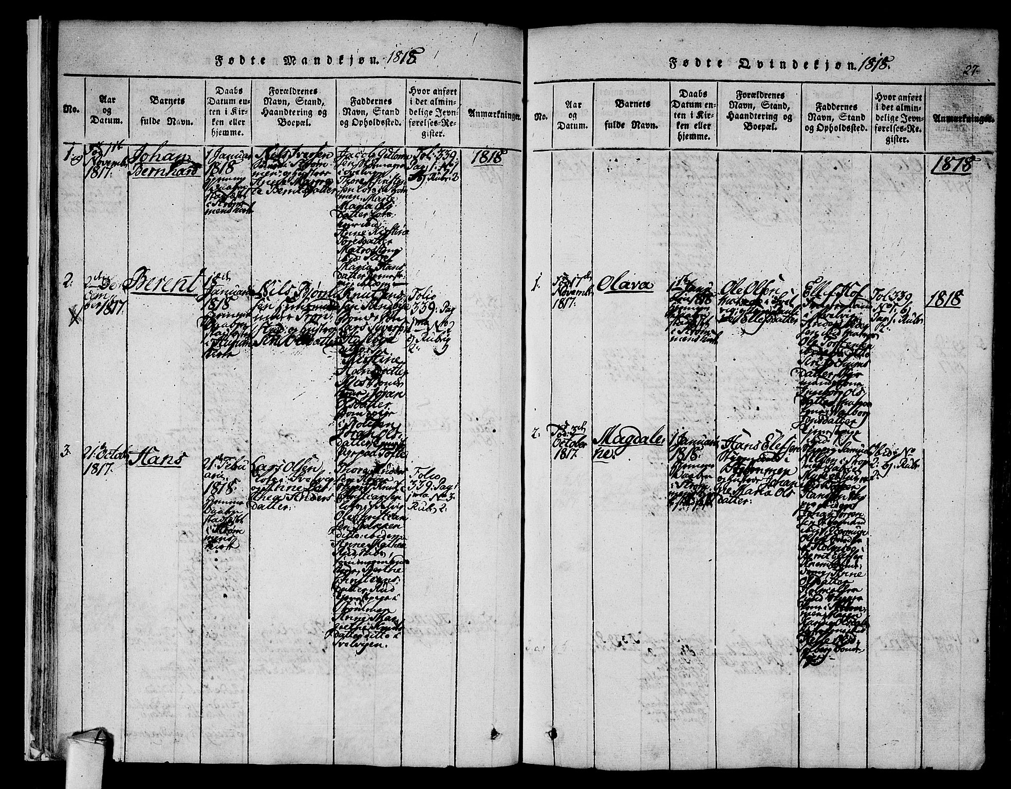 Hurum kirkebøker, SAKO/A-229/F/Fa/L0009: Parish register (official) no. 9, 1816-1826, p. 27