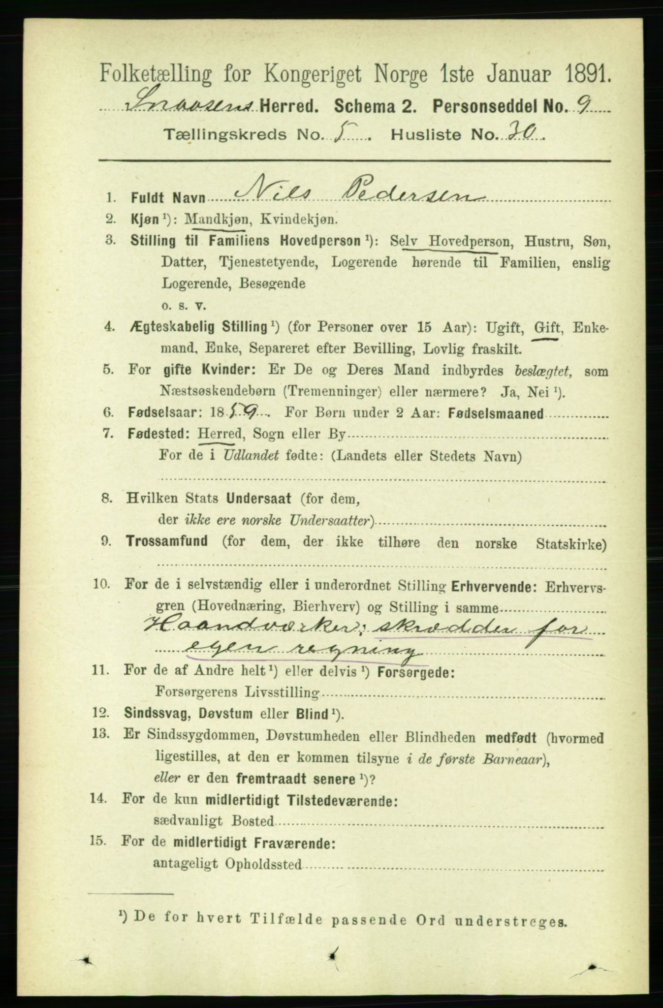 RA, 1891 census for 1736 Snåsa, 1891, p. 1627