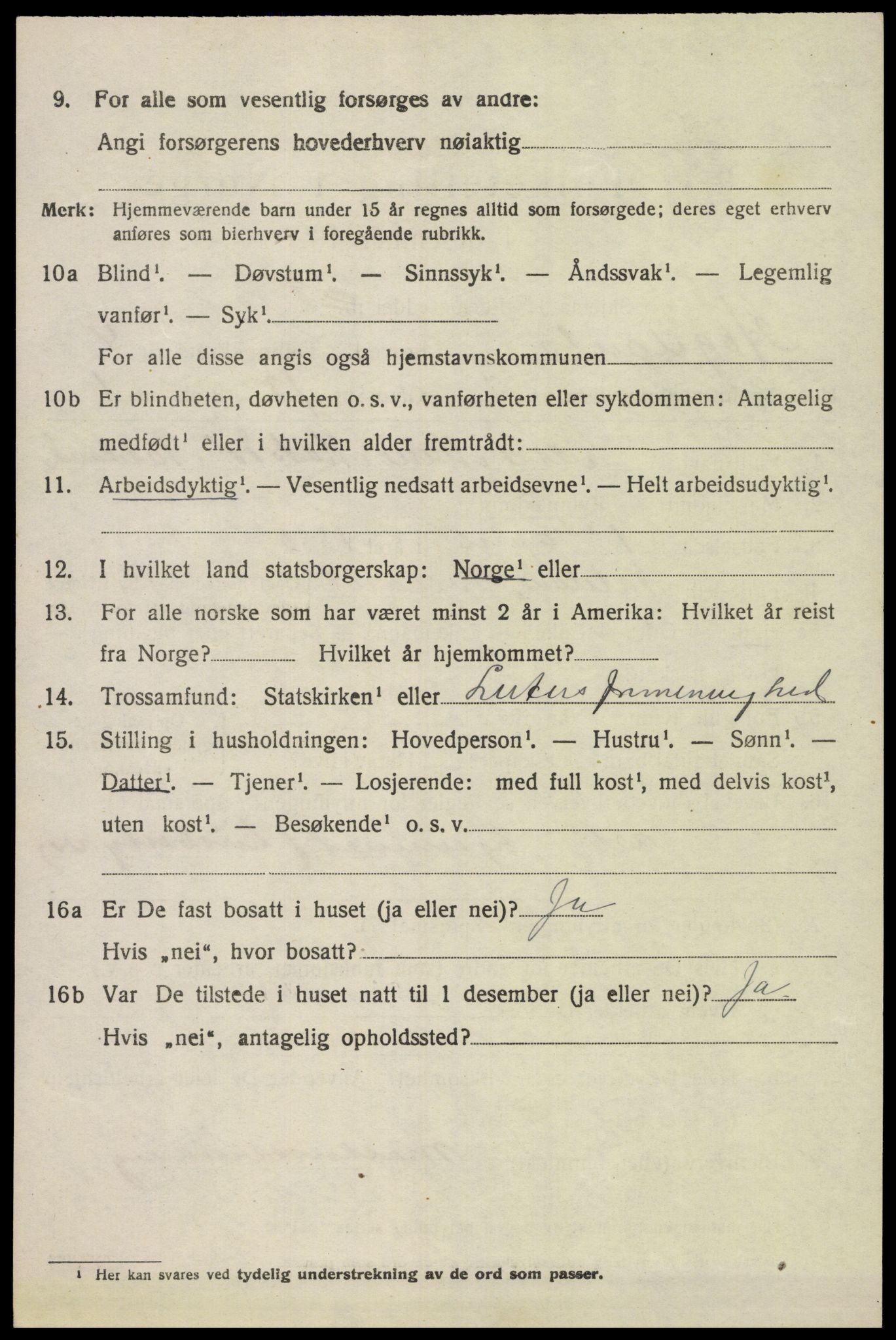 SAK, 1920 census for Hægeland, 1920, p. 1372