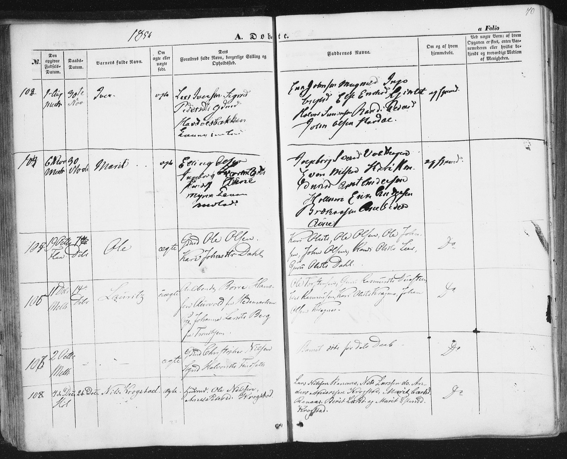Ministerialprotokoller, klokkerbøker og fødselsregistre - Sør-Trøndelag, SAT/A-1456/691/L1076: Parish register (official) no. 691A08, 1852-1861, p. 70