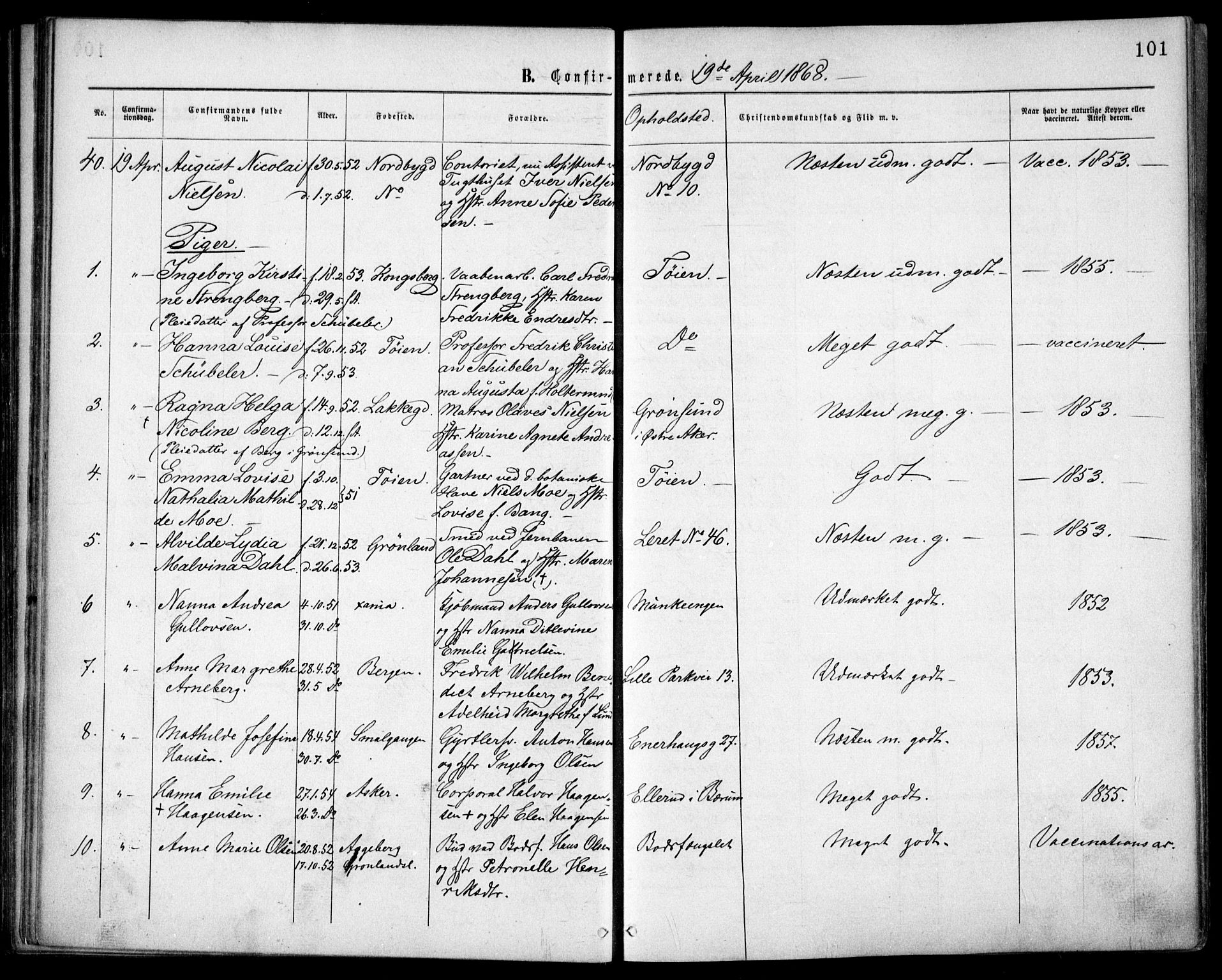 Grønland prestekontor Kirkebøker, AV/SAO-A-10848/F/Fa/L0003: Parish register (official) no. 3, 1862-1868, p. 101