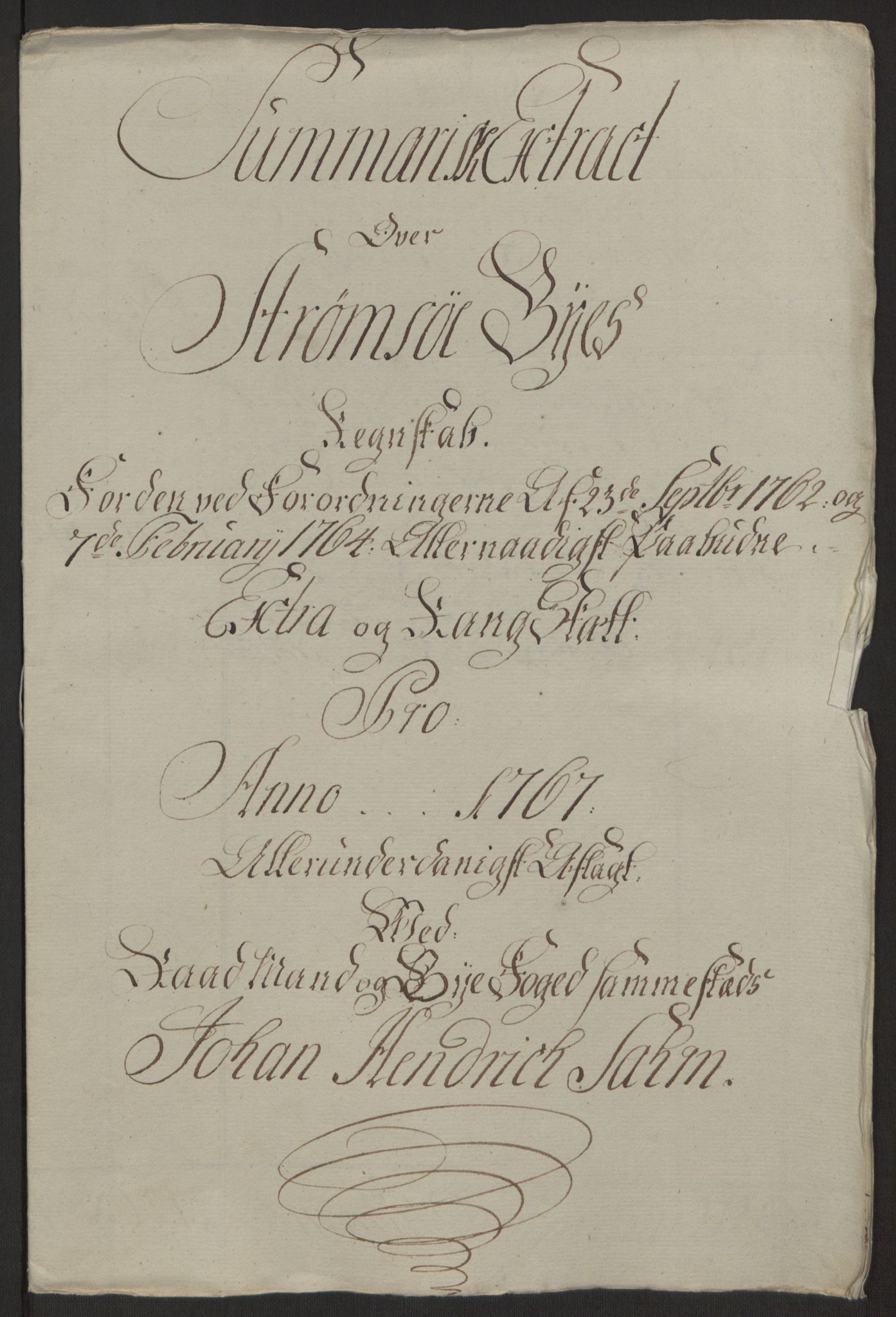 Rentekammeret inntil 1814, Reviderte regnskaper, Byregnskaper, AV/RA-EA-4066/R/Rg/L0144/0001: [G4] Kontribusjonsregnskap / Ekstraskatt, 1762-1767, p. 488