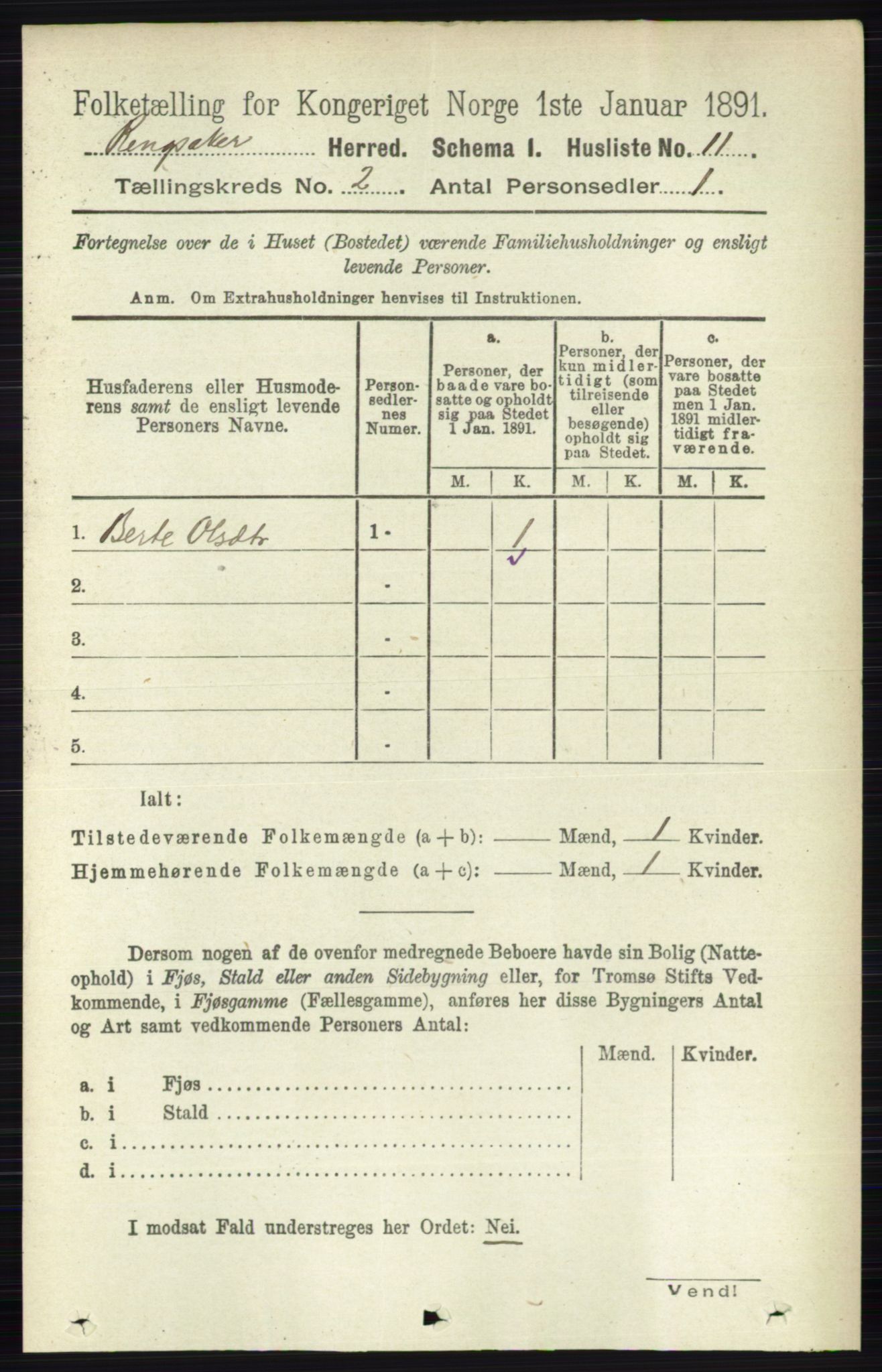 RA, 1891 census for 0412 Ringsaker, 1891, p. 758