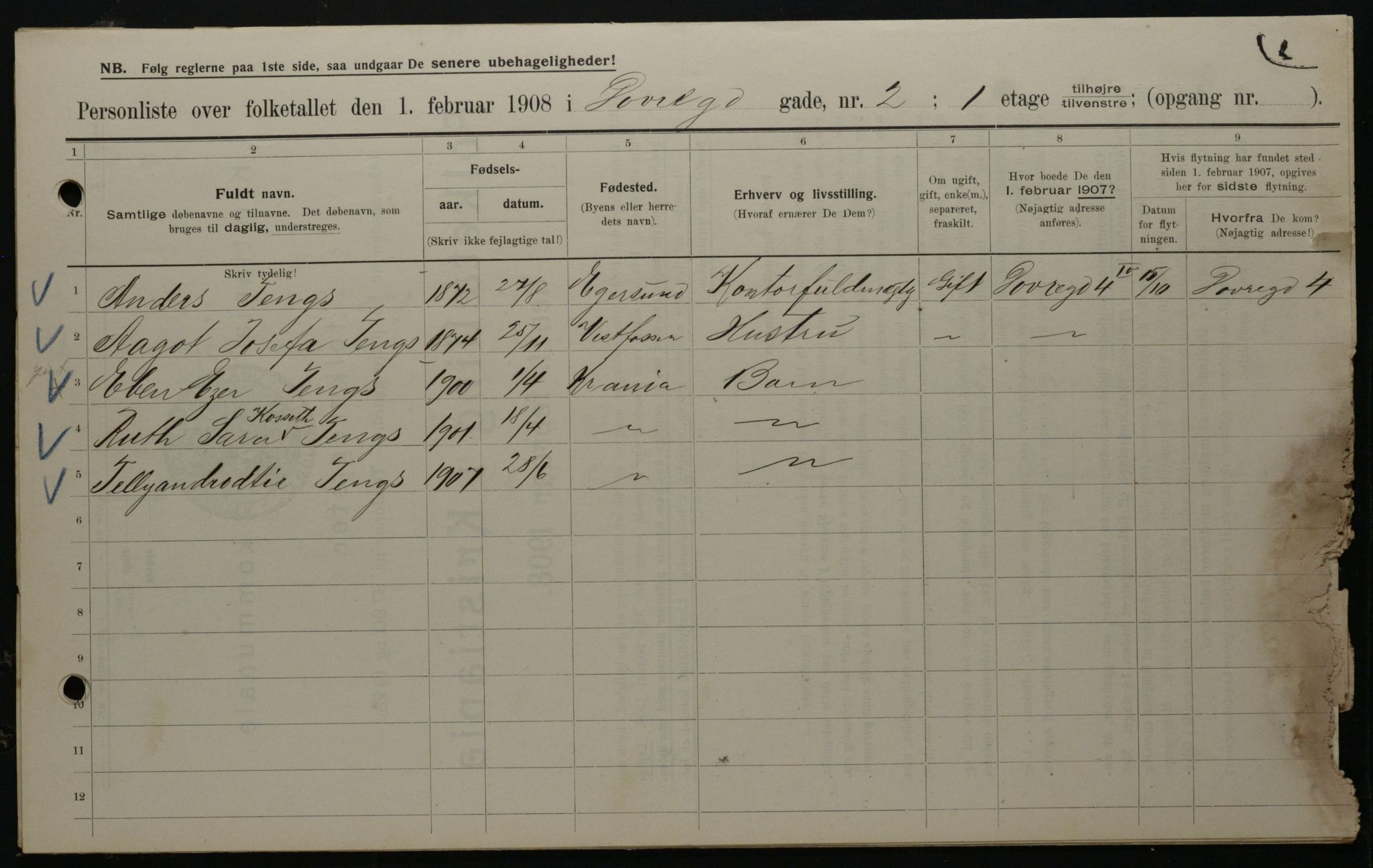 OBA, Municipal Census 1908 for Kristiania, 1908, p. 14935