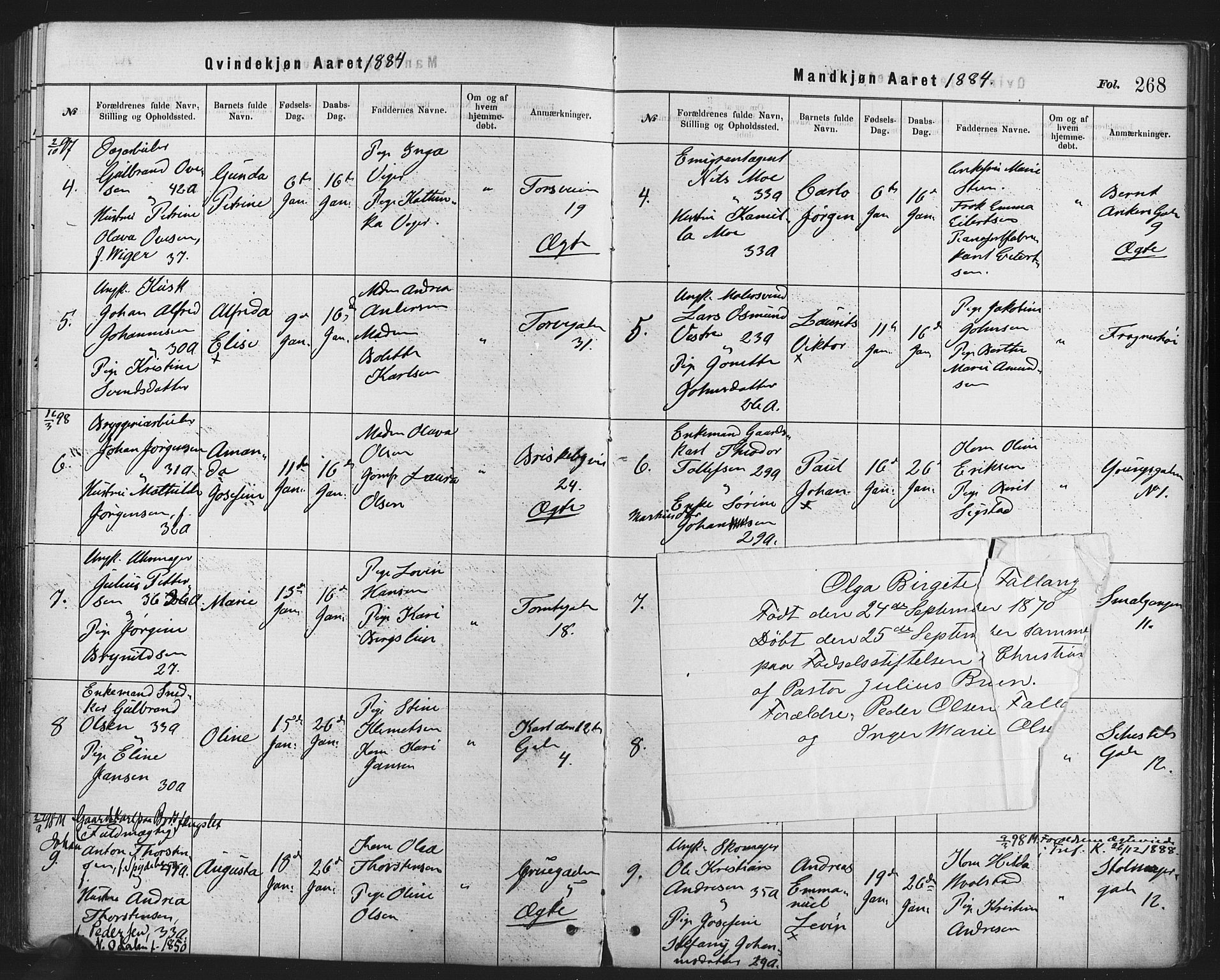 Rikshospitalet prestekontor Kirkebøker, SAO/A-10309b/F/L0006: Parish register (official) no. 6, 1871-1885, p. 268