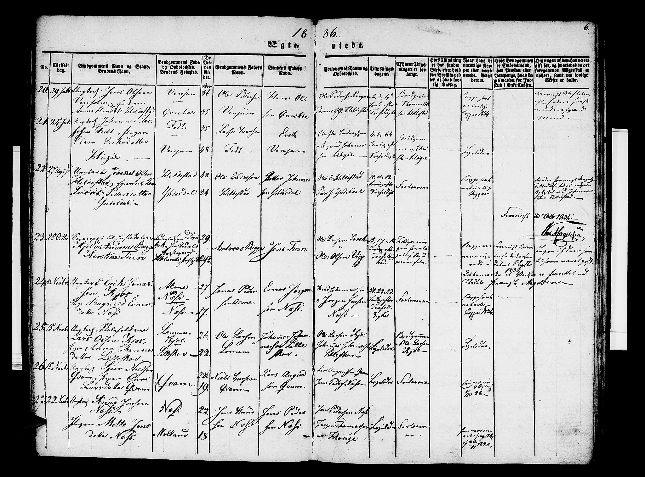 Hafslo sokneprestembete, SAB/A-80301/H/Haa/Haaa/L0007: Parish register (official) no. A 7, 1834-1854, p. 6