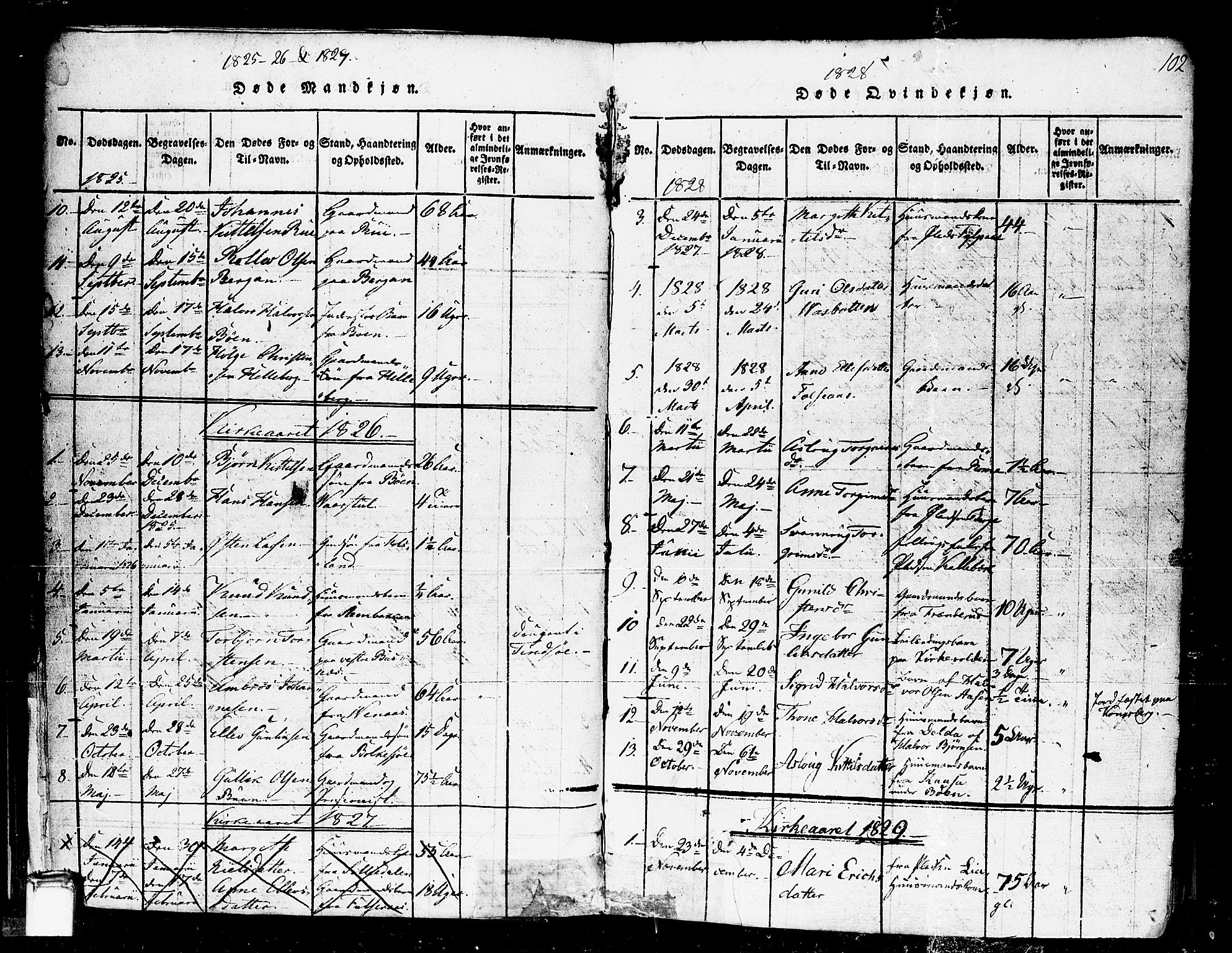 Gransherad kirkebøker, SAKO/A-267/F/Fa/L0001: Parish register (official) no. I 1, 1815-1843, p. 102