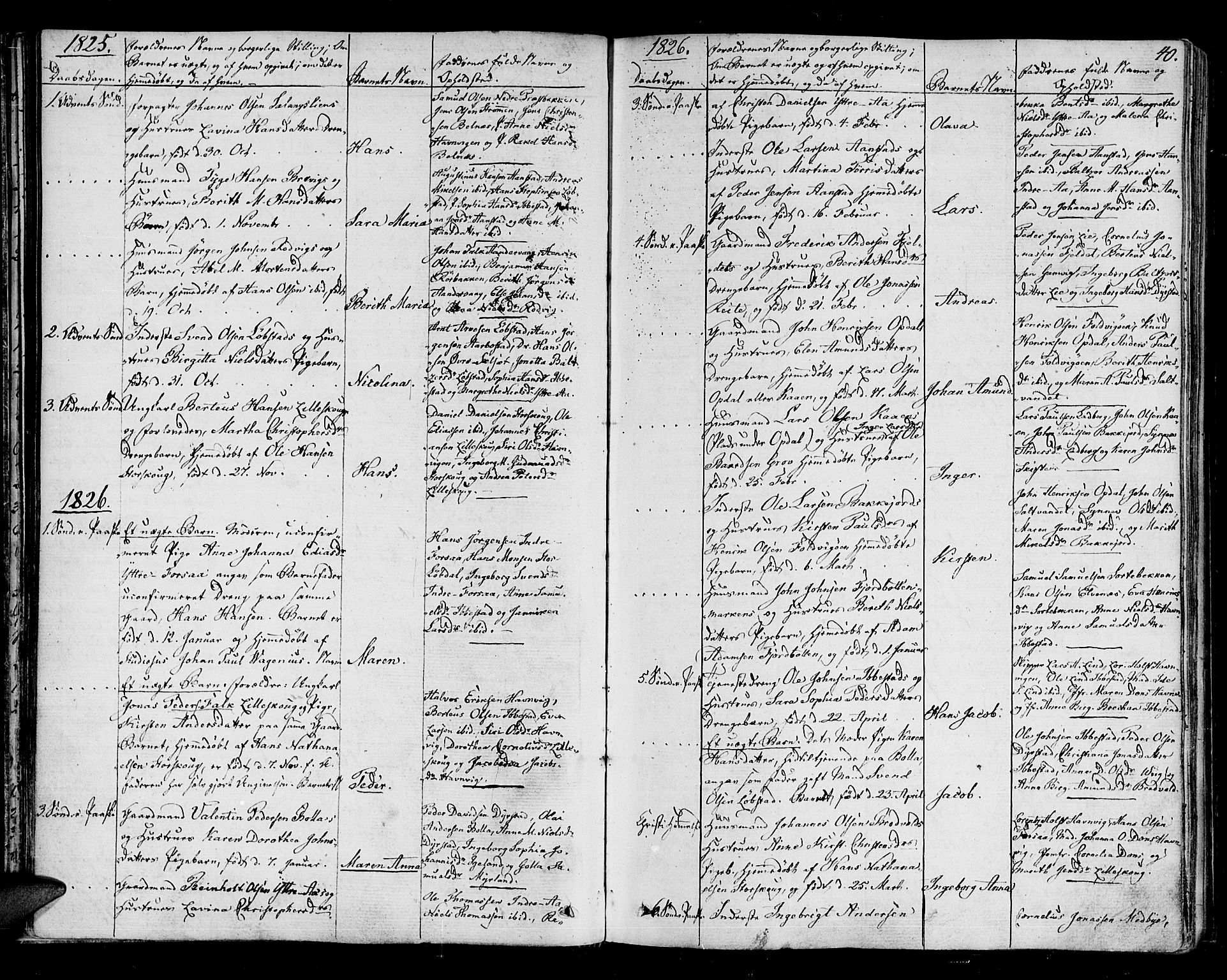 Ibestad sokneprestembete, SATØ/S-0077/H/Ha/Haa/L0005kirke: Parish register (official) no. 5, 1825-1836, p. 40