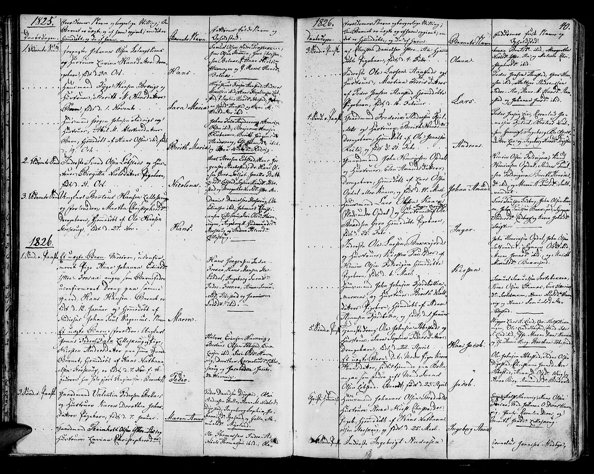 Ibestad sokneprestembete, AV/SATØ-S-0077/H/Ha/Haa/L0005kirke: Parish register (official) no. 5, 1825-1836, p. 40