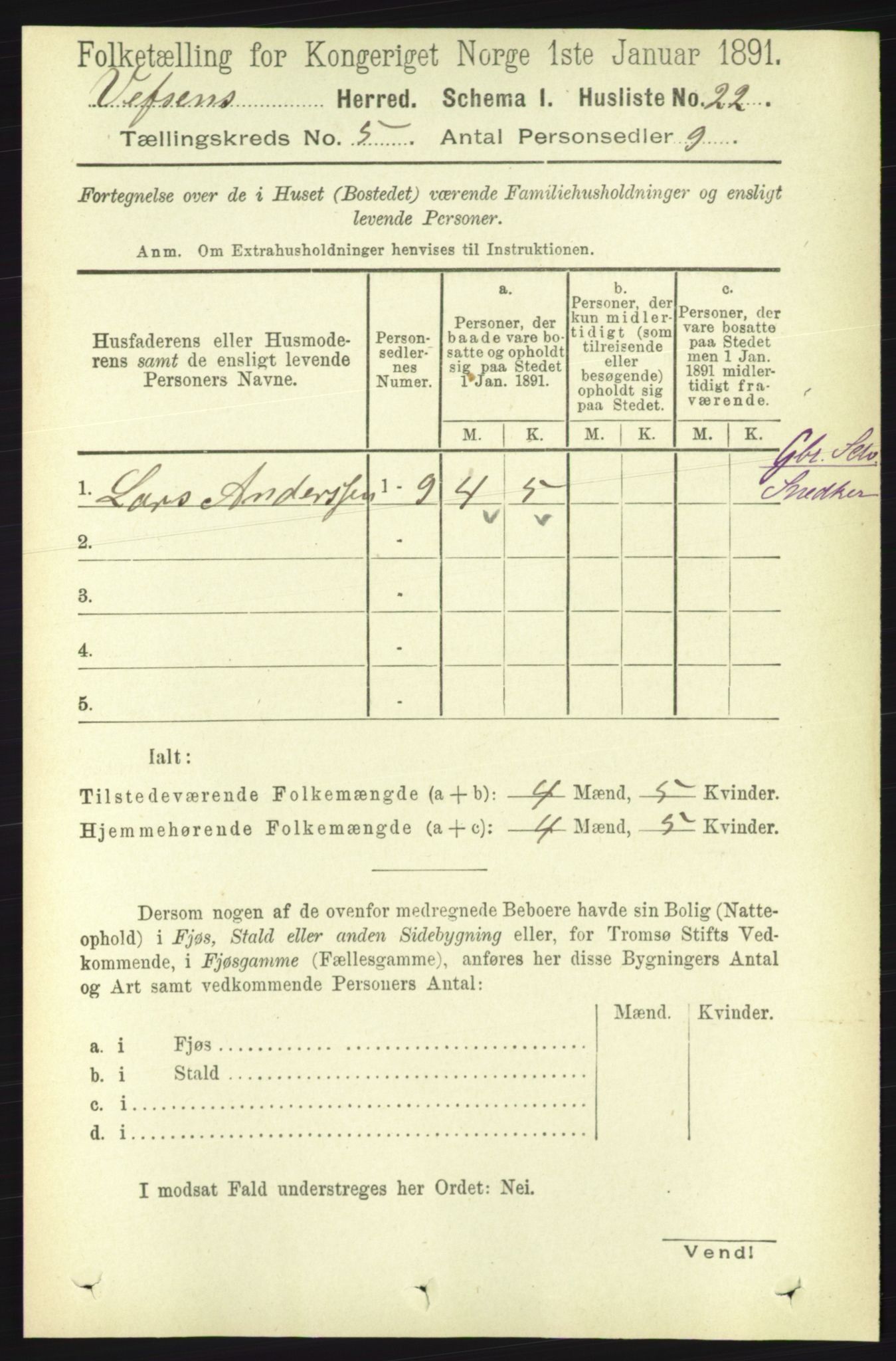 RA, 1891 census for 1824 Vefsn, 1891, p. 2023