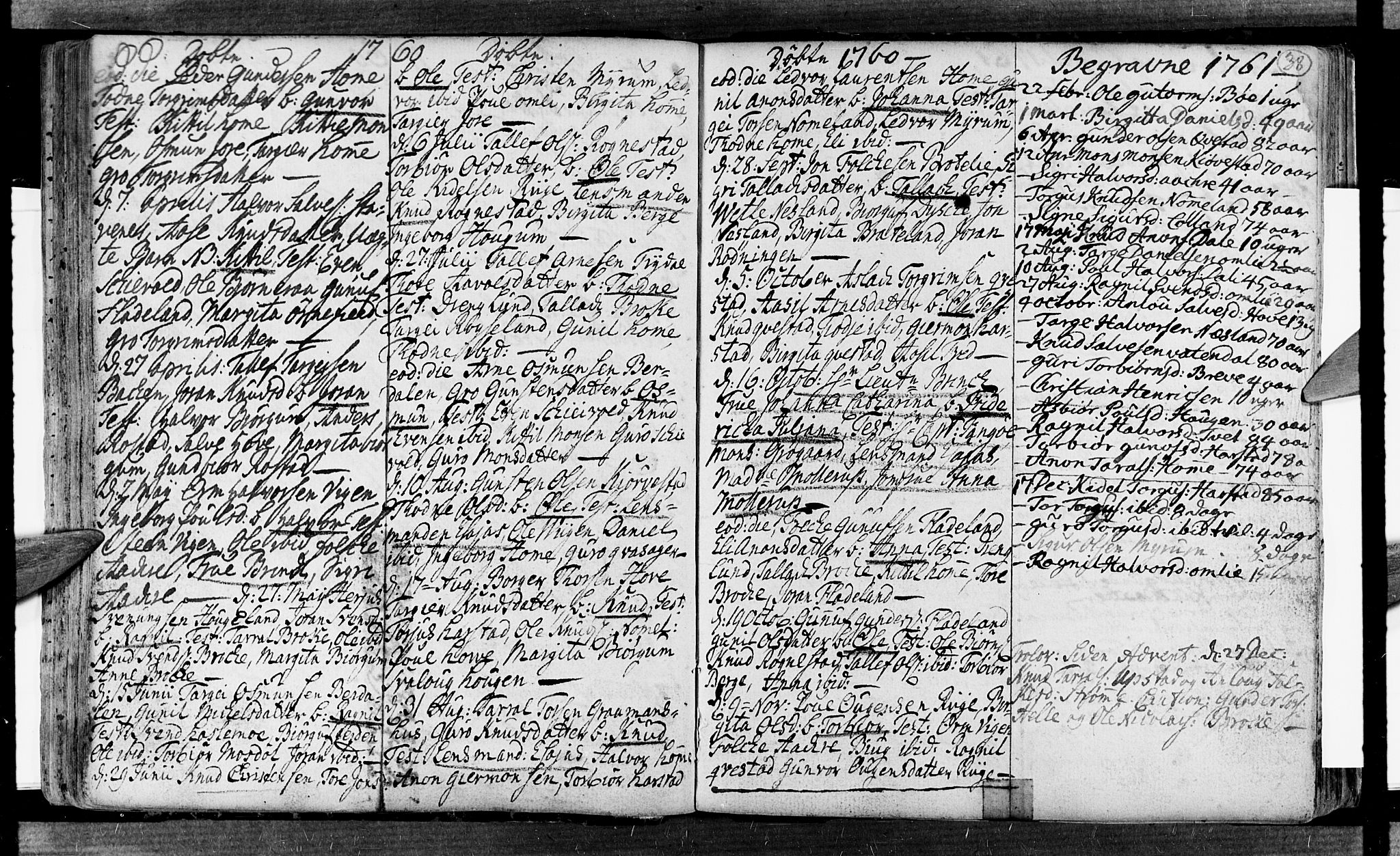 Valle sokneprestkontor, AV/SAK-1111-0044/F/Fa/Fac/L0002: Parish register (official) no. A 2, 1745-1776, p. 38