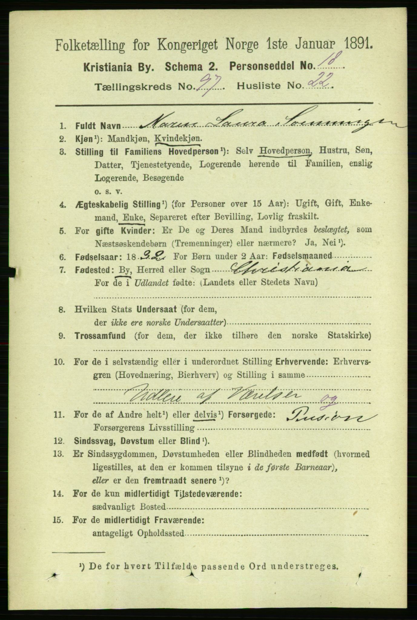 RA, 1891 census for 0301 Kristiania, 1891, p. 47566