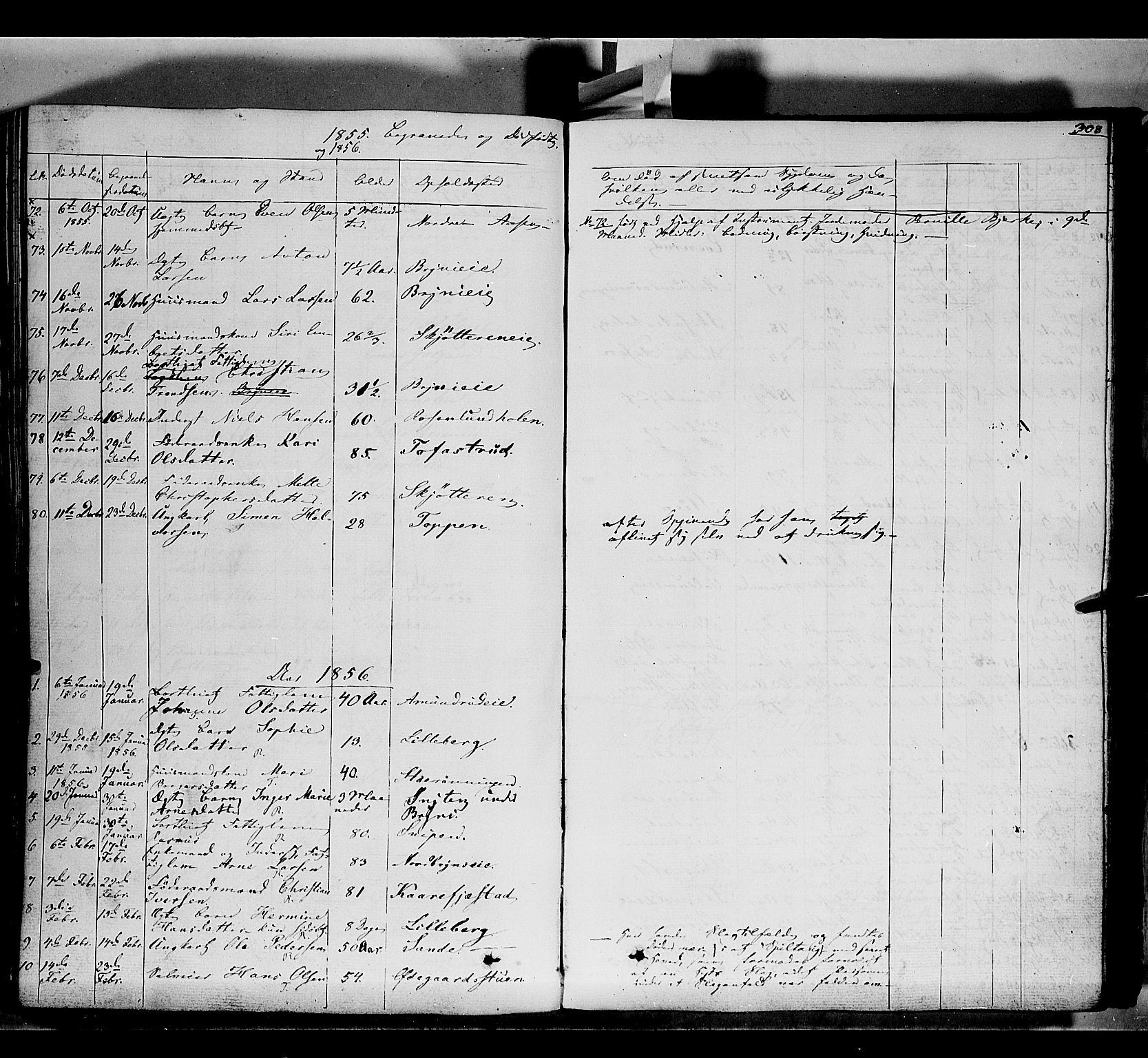 Romedal prestekontor, SAH/PREST-004/K/L0004: Parish register (official) no. 4, 1847-1861, p. 308