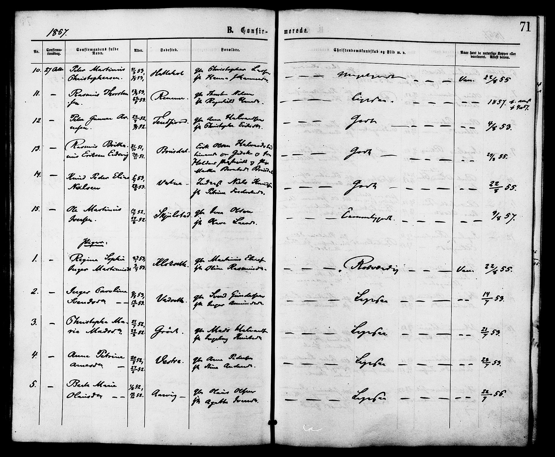 Ministerialprotokoller, klokkerbøker og fødselsregistre - Møre og Romsdal, AV/SAT-A-1454/525/L0373: Parish register (official) no. 525A03, 1864-1879, p. 71