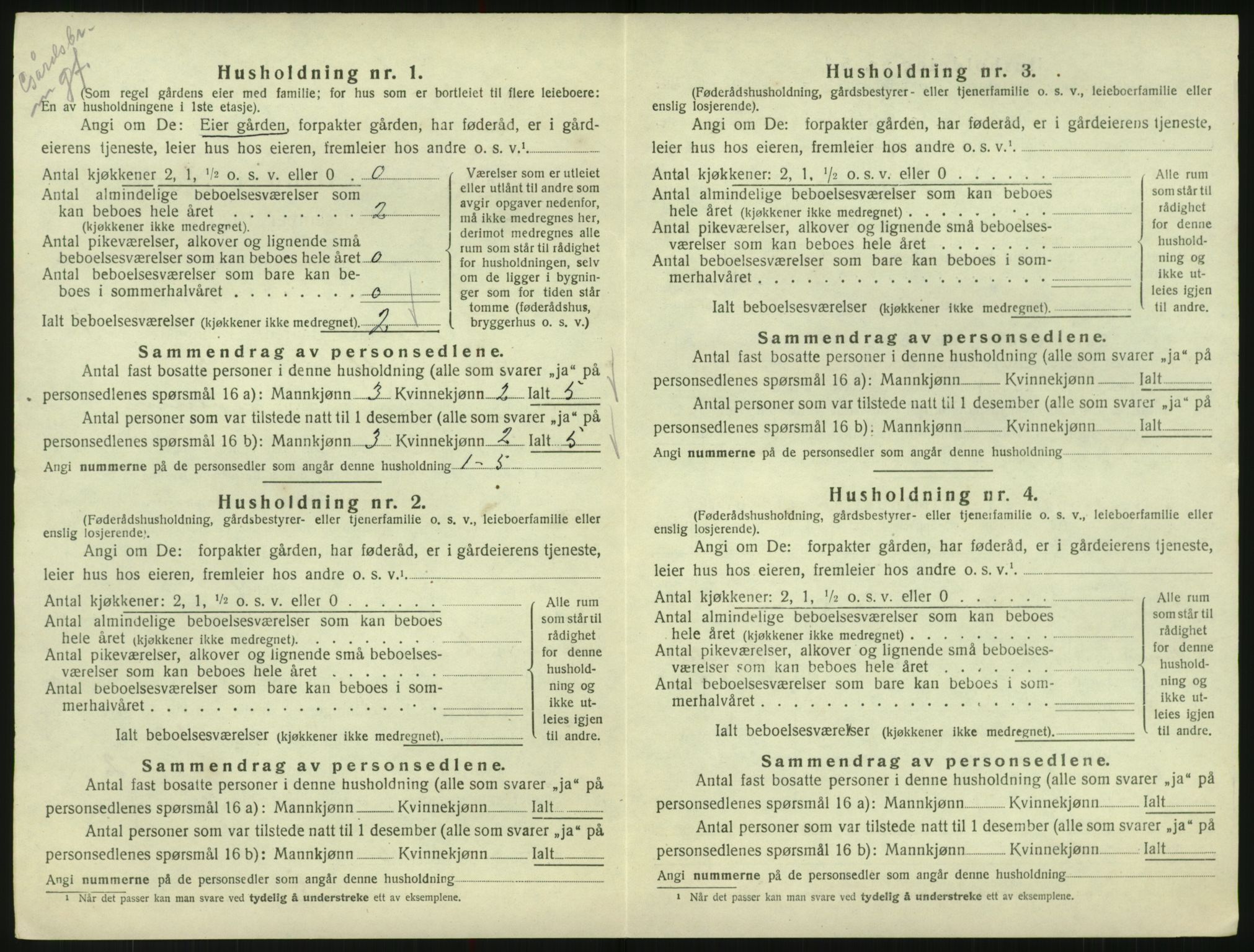 SAK, 1920 census for Bykle, 1920, p. 60