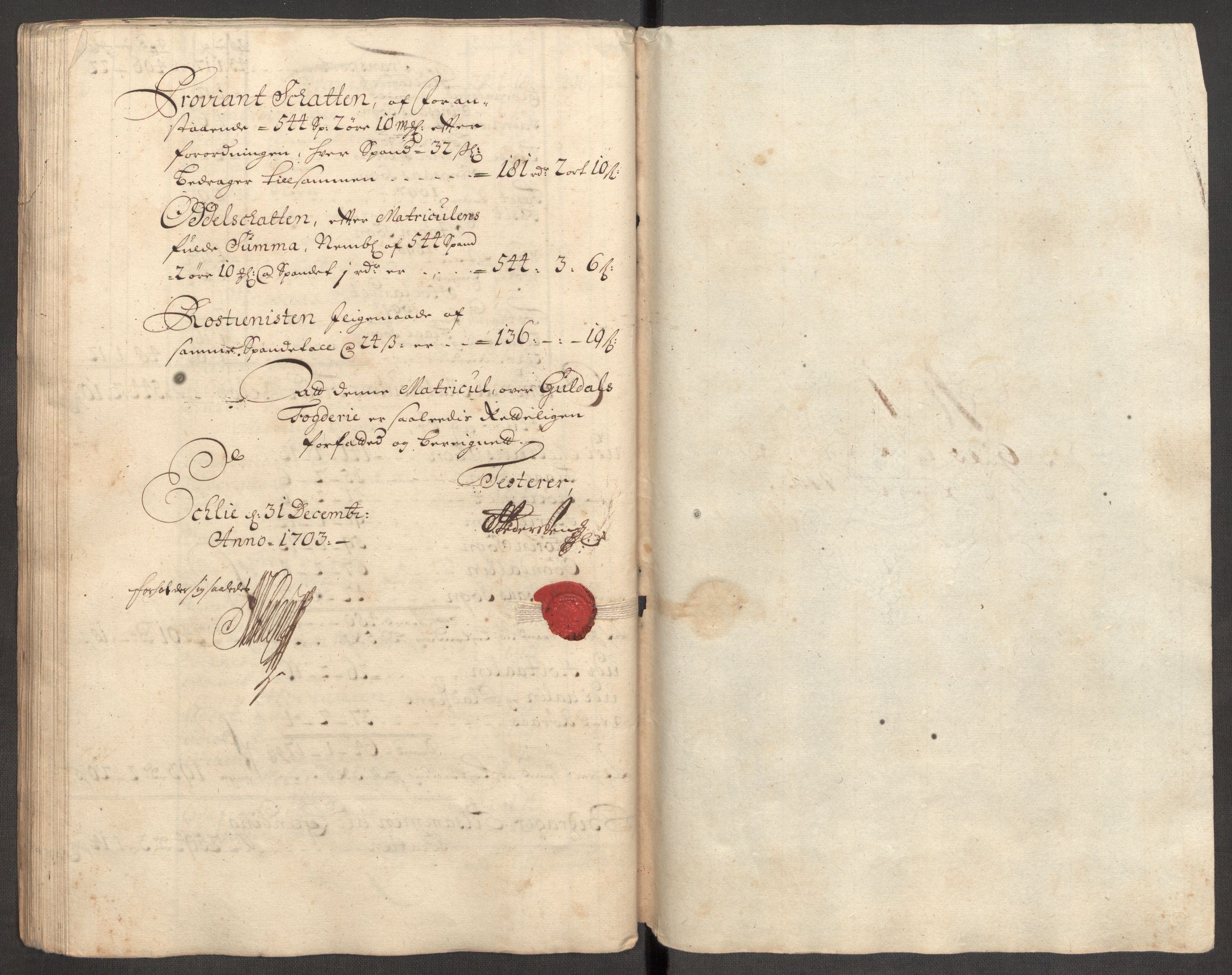 Rentekammeret inntil 1814, Reviderte regnskaper, Fogderegnskap, AV/RA-EA-4092/R60/L3953: Fogderegnskap Orkdal og Gauldal, 1703, p. 290