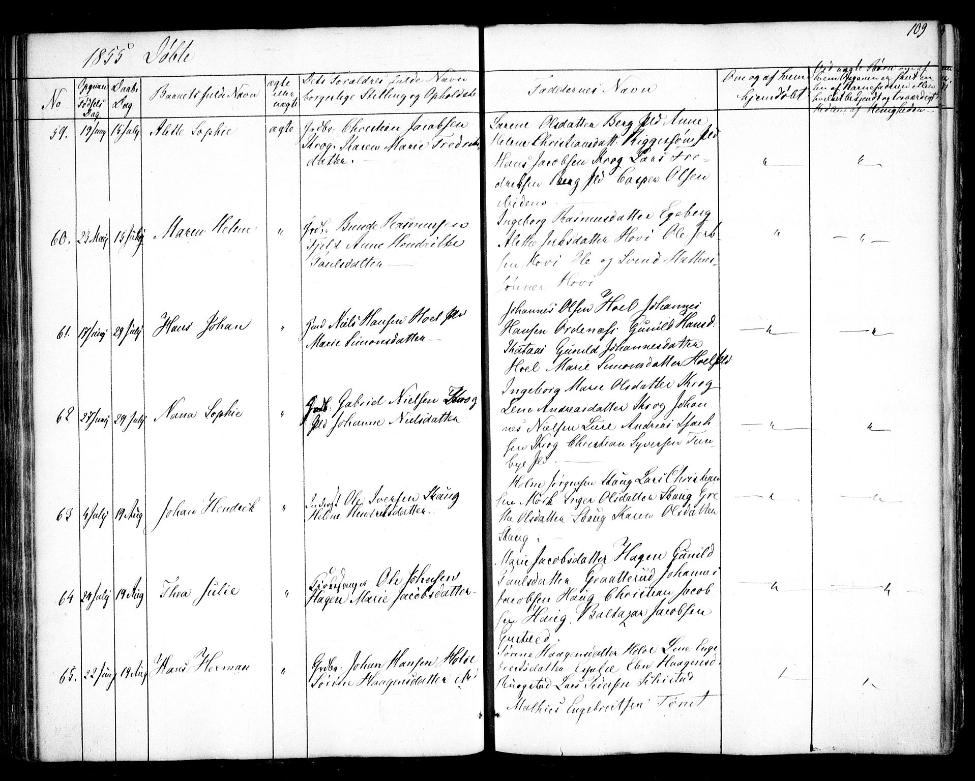 Hobøl prestekontor Kirkebøker, SAO/A-2002/F/Fa/L0003: Parish register (official) no. I 3, 1842-1864, p. 109