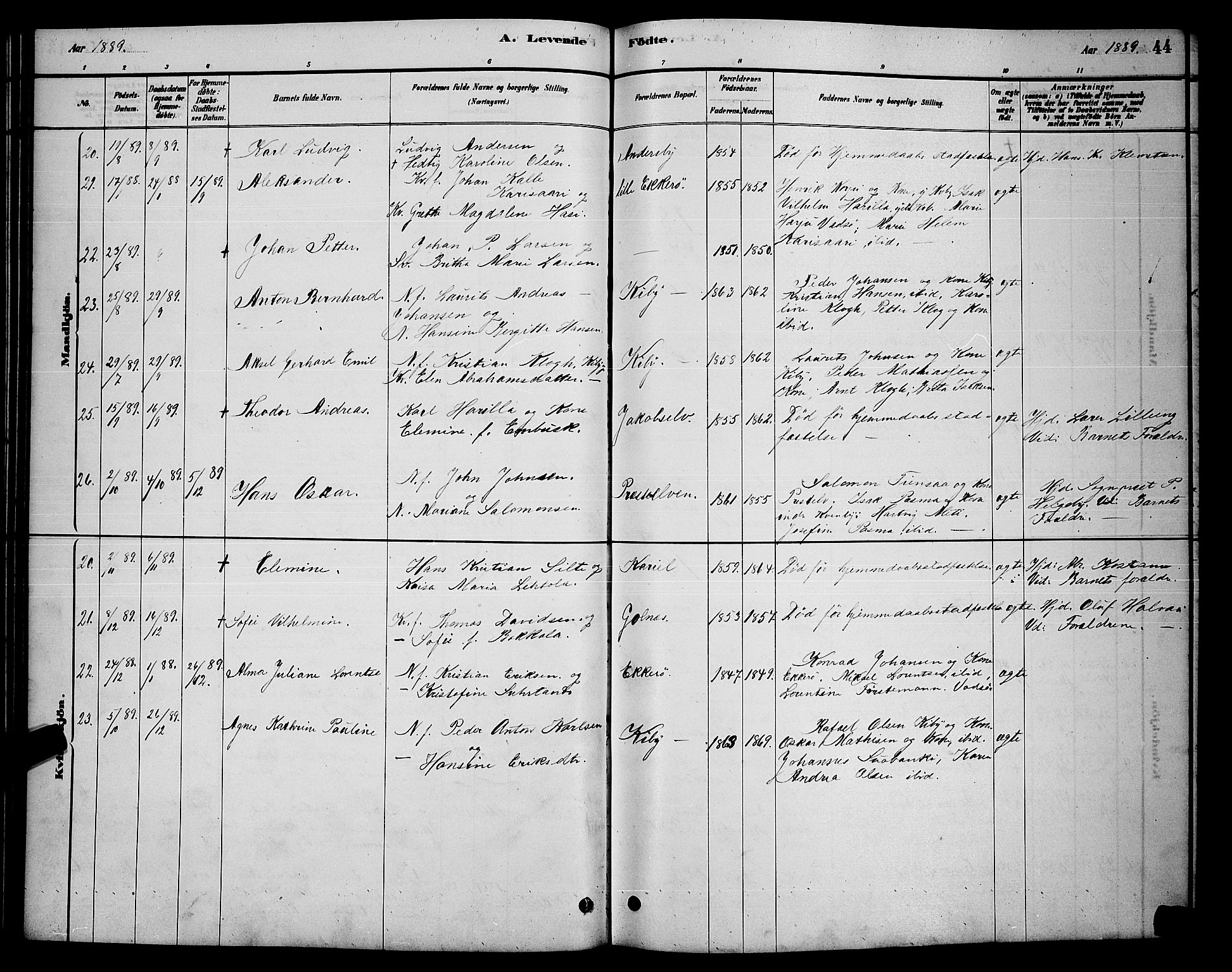 Vadsø sokneprestkontor, AV/SATØ-S-1325/H/Hb/L0003klokker: Parish register (copy) no. 3, 1881-1901, p. 44