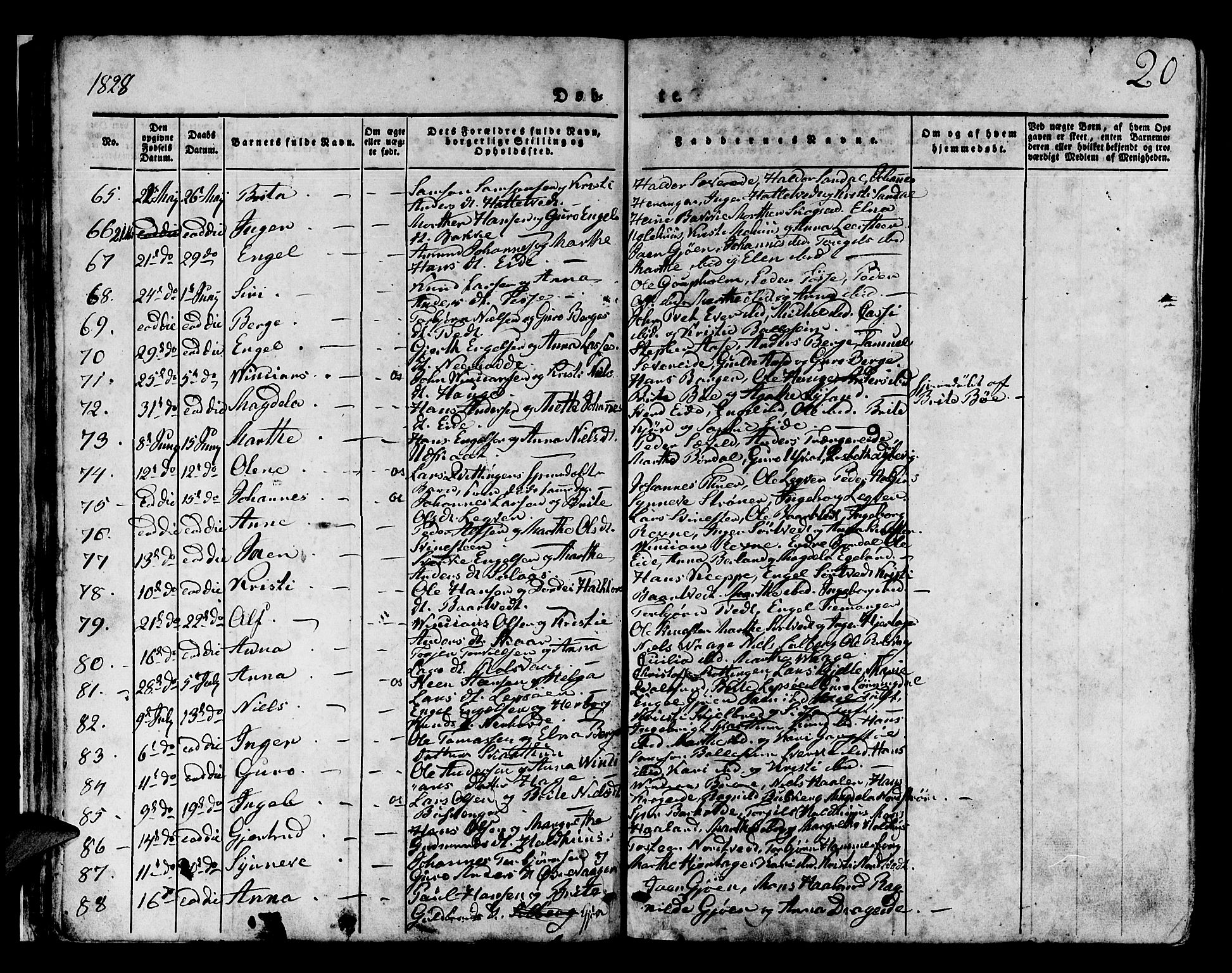 Os sokneprestembete, AV/SAB-A-99929: Parish register (official) no. A 14, 1826-1839, p. 20