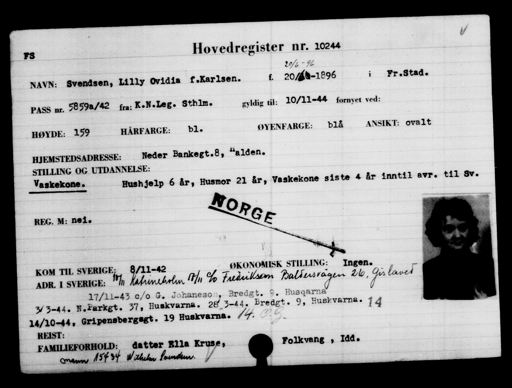 Utenriksstasjonene, Legasjonen i Stockholm, Flyktningkontoret, AV/RA-S-6753/V/Va/L0006: Kjesäterkartoteket, flyktninger med registreringsnr. 9400-12711, 1940-1945, p. 973