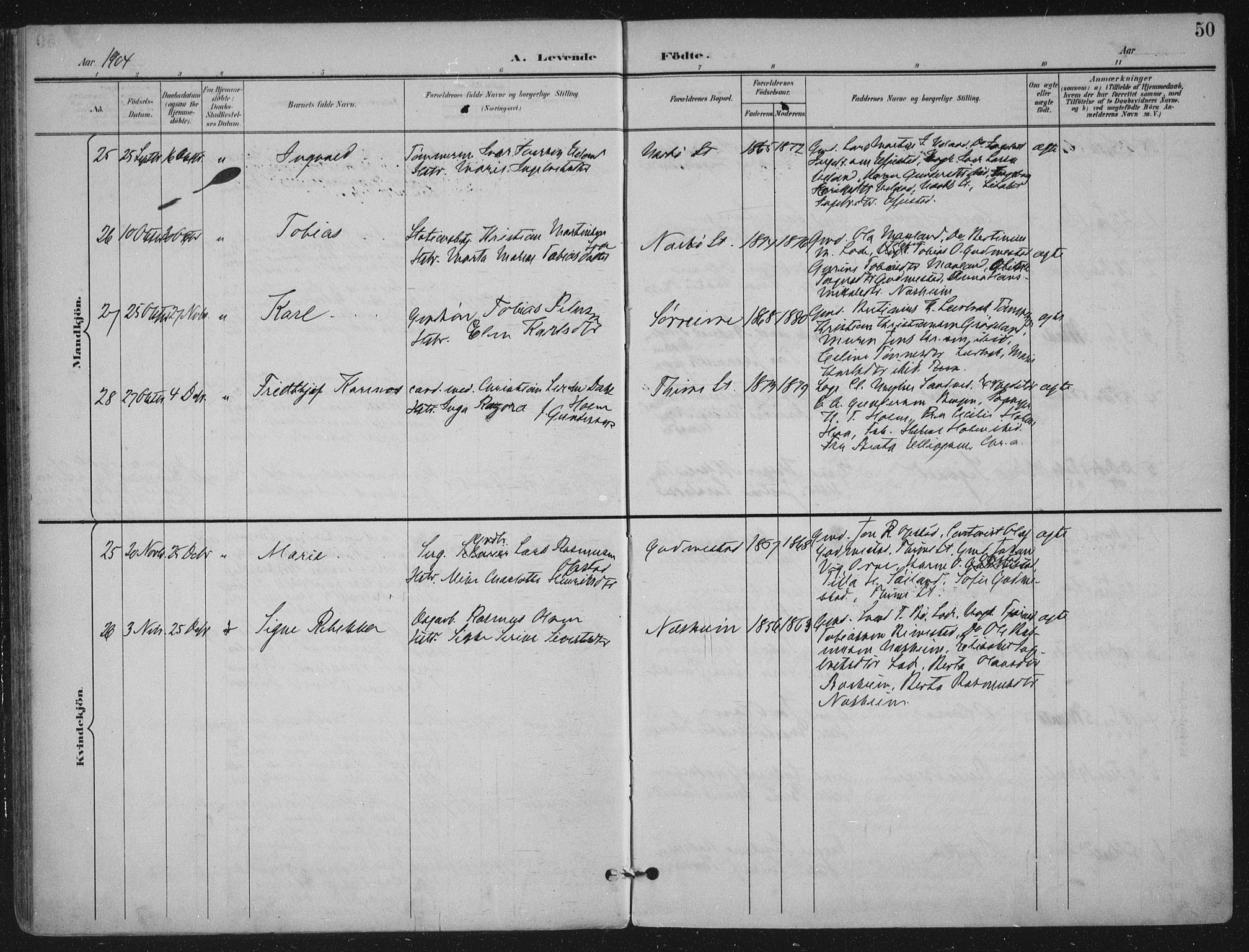 Hå sokneprestkontor, AV/SAST-A-101801/002/B/L0001: Parish register (official) no. A 11, 1897-1924, p. 50