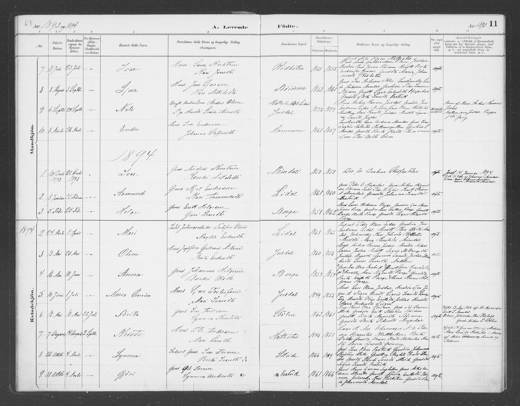 Balestrand sokneprestembete, SAB/A-79601/H/Haa/Haac/L0001: Parish register (official) no. C  1, 1889-1909, p. 11