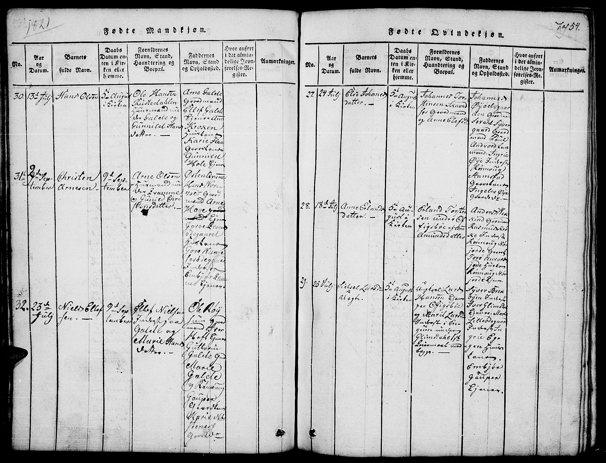 Lom prestekontor, AV/SAH-PREST-070/L/L0001: Parish register (copy) no. 1, 1815-1836, p. 54