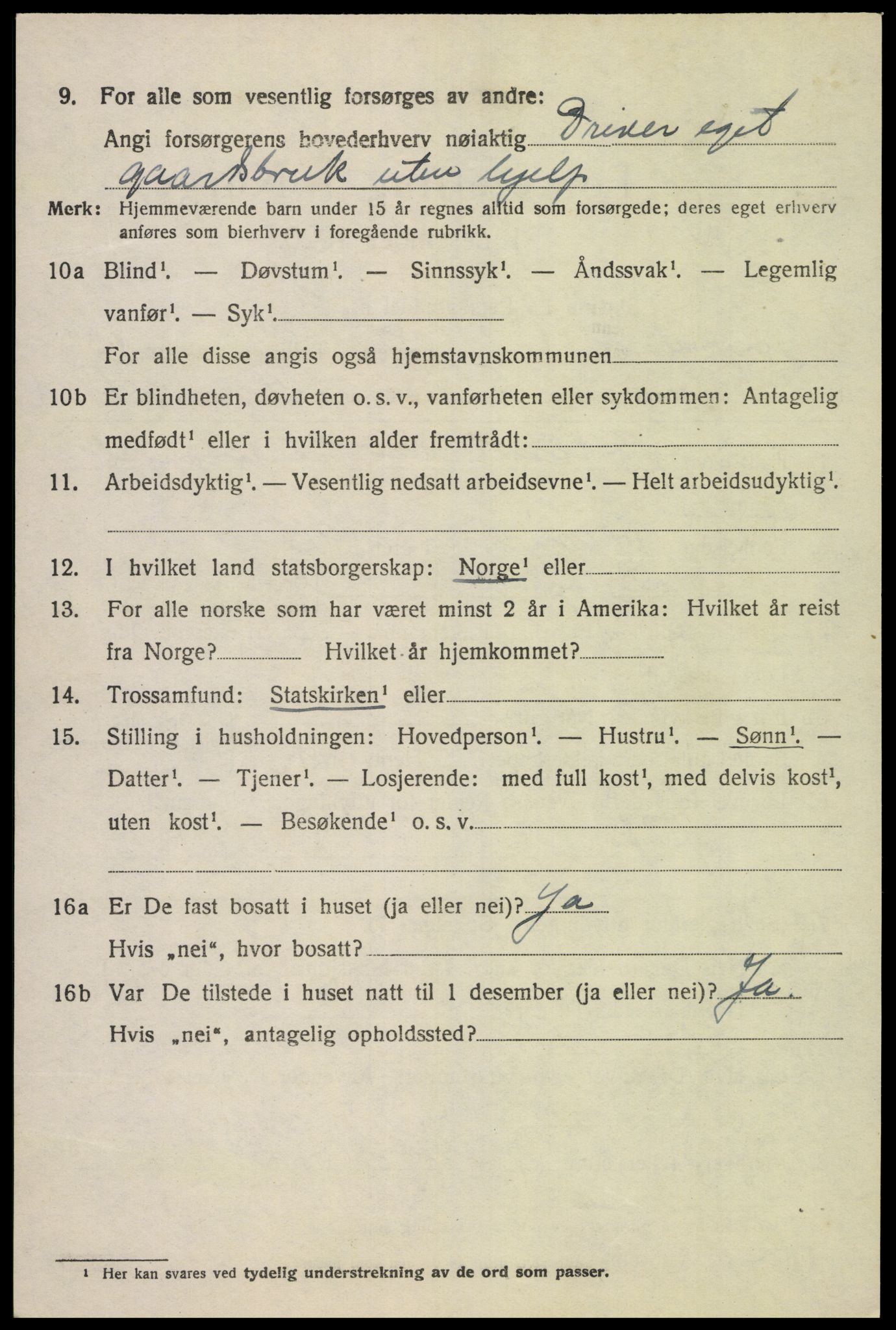 SAK, 1920 census for Lyngdal, 1920, p. 5874