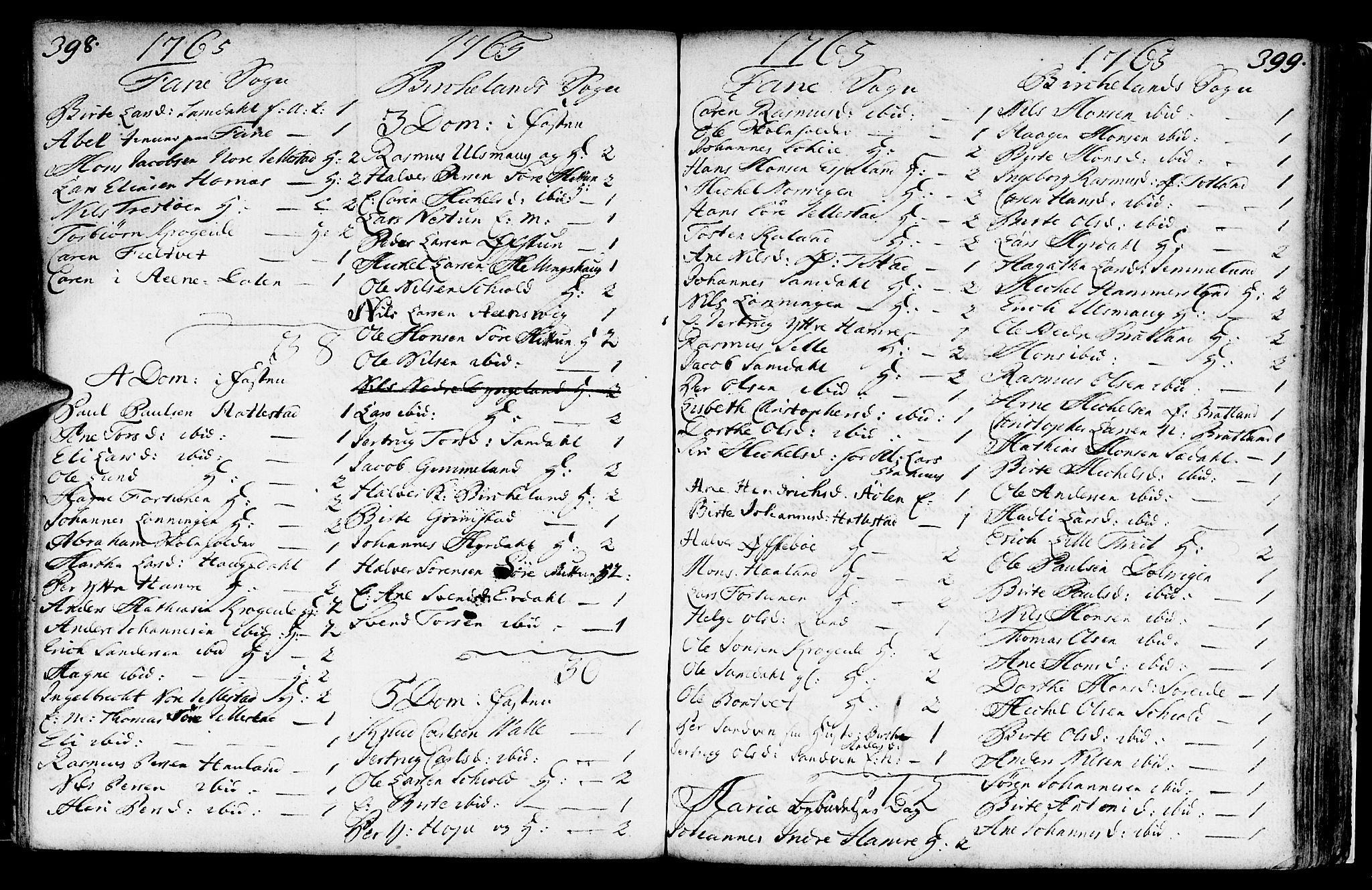 Fana Sokneprestembete, AV/SAB-A-75101/H/Haa/Haaa/L0004: Parish register (official) no. A 4, 1757-1774, p. 398-399