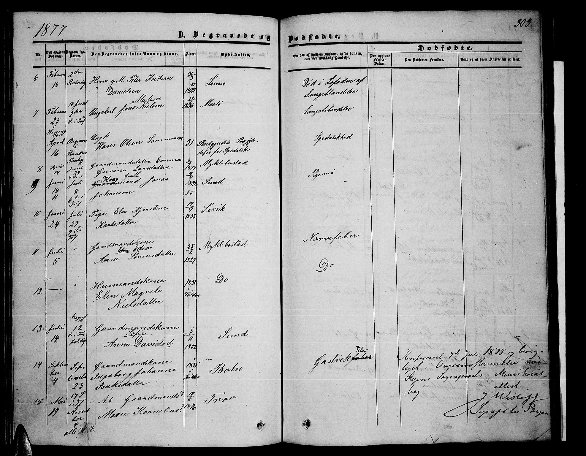 Ministerialprotokoller, klokkerbøker og fødselsregistre - Nordland, SAT/A-1459/857/L0827: Parish register (copy) no. 857C02, 1852-1879, p. 303