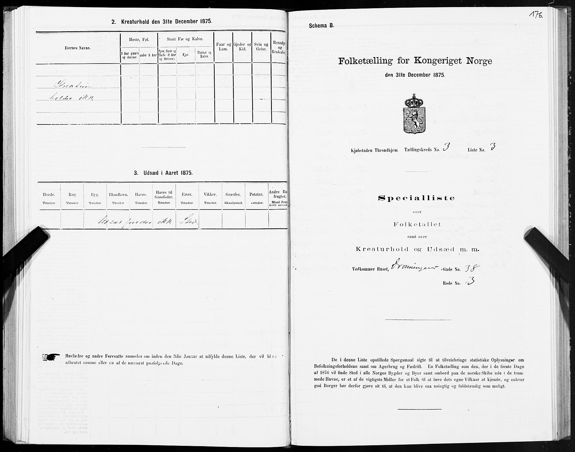 SAT, 1875 census for 1601 Trondheim, 1875, p. 2176