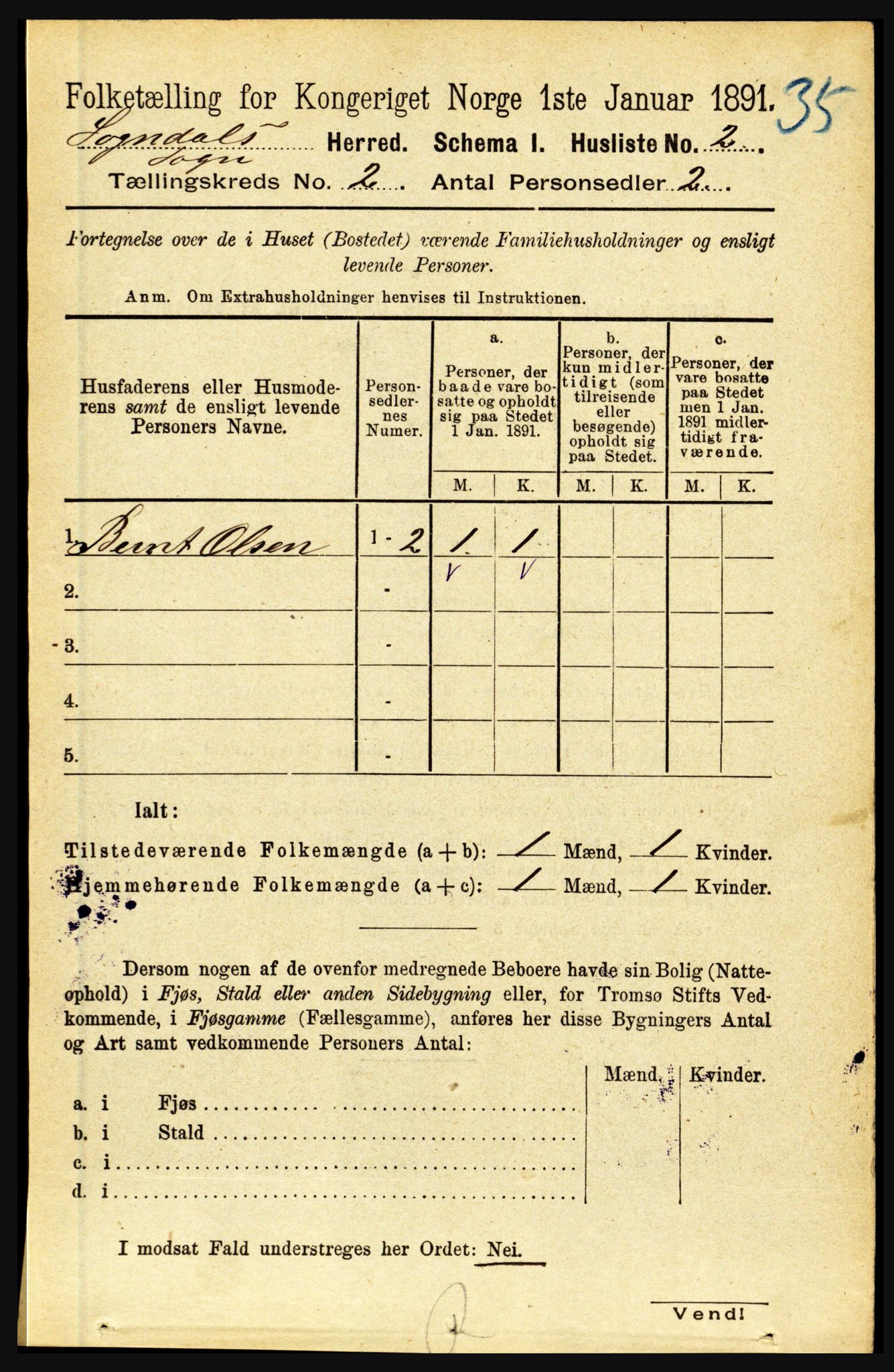 RA, 1891 census for 1420 Sogndal, 1891, p. 442